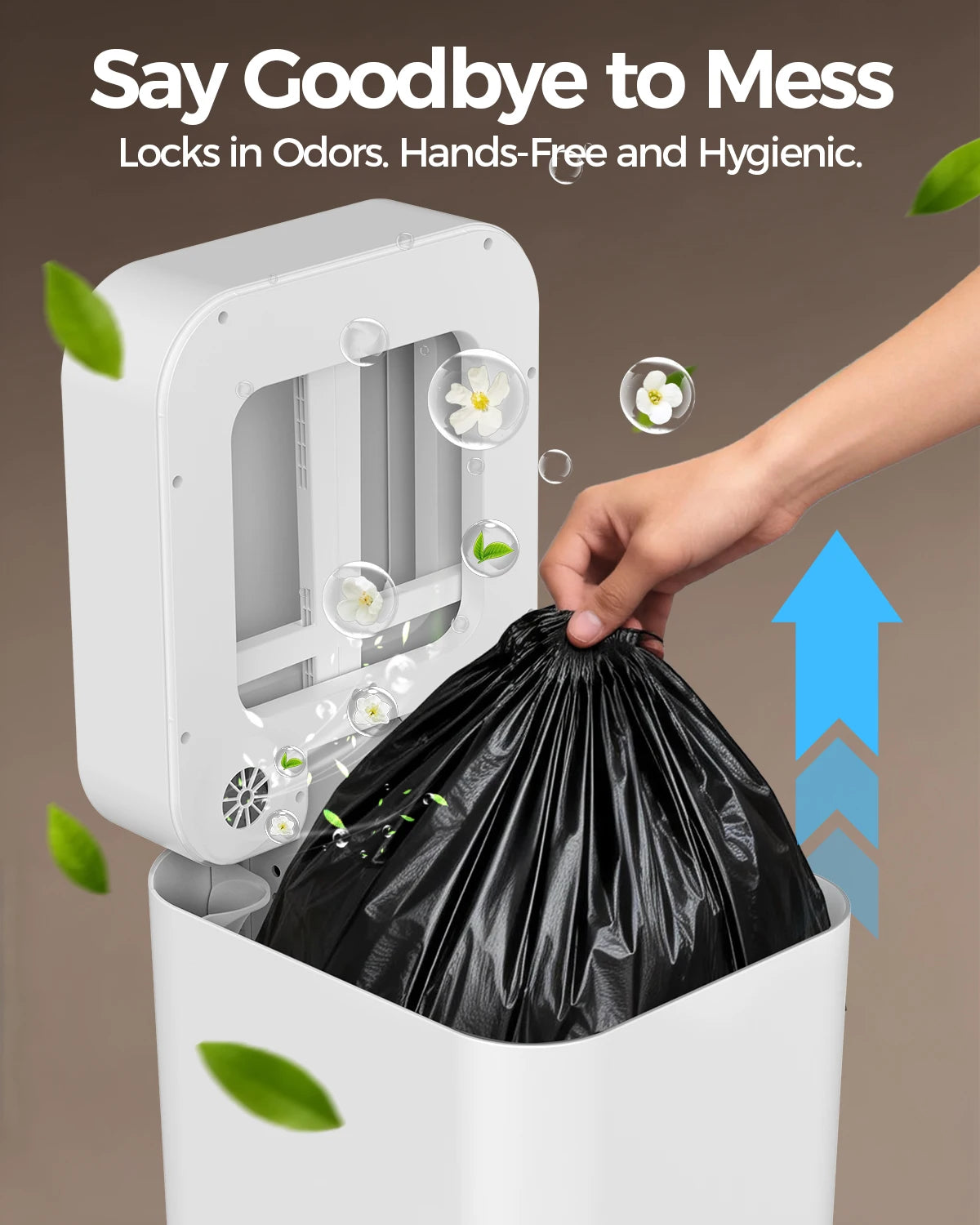 Smart Automatic Touchless Trash Can With Self Sealing Lid