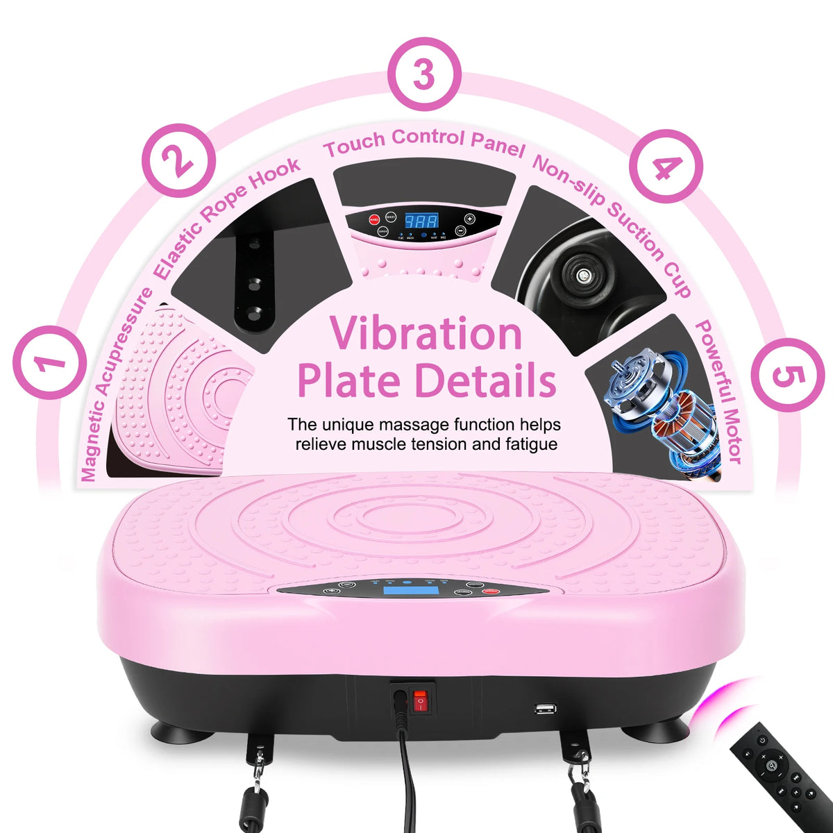 Portable Vibration Plate With Resistance Bands For Full Body Fitness