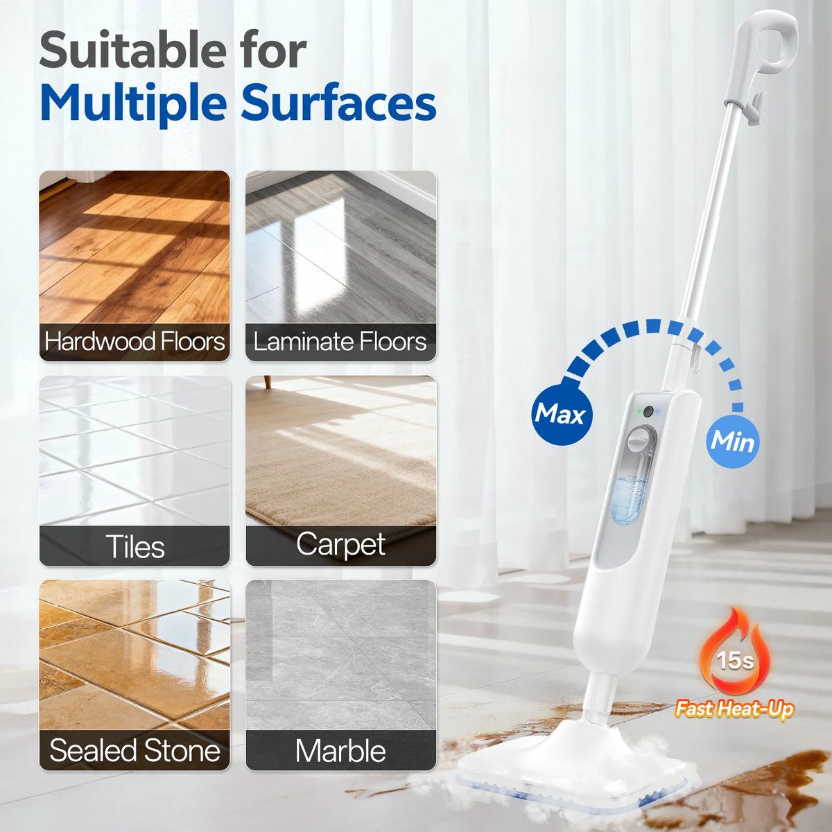 Inse Detachable Steam Mop For Hard Floors And Carpet