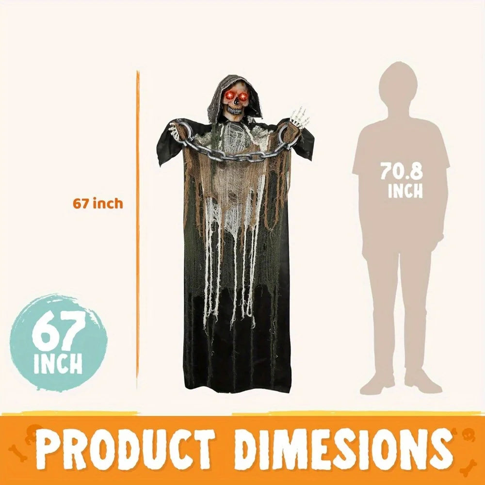 Joyfy Grim Reaper Animatronic Halloween Decoration With Chain Sound