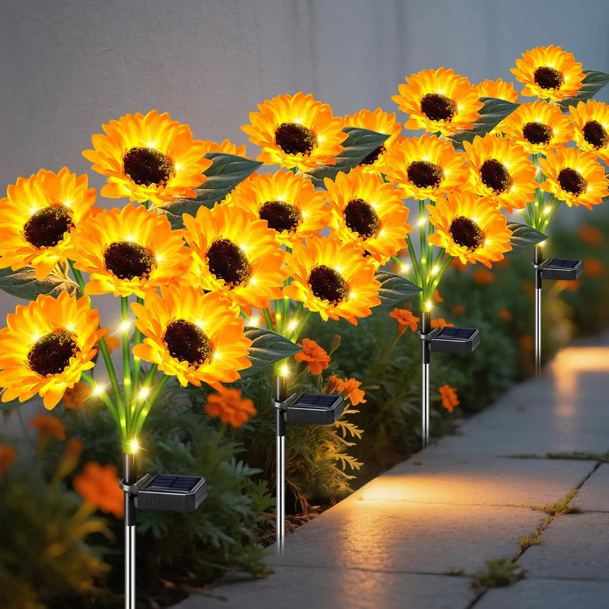 KPSTEK Solar Sunflower Lights Waterproof Outdoor LED Garden Decor