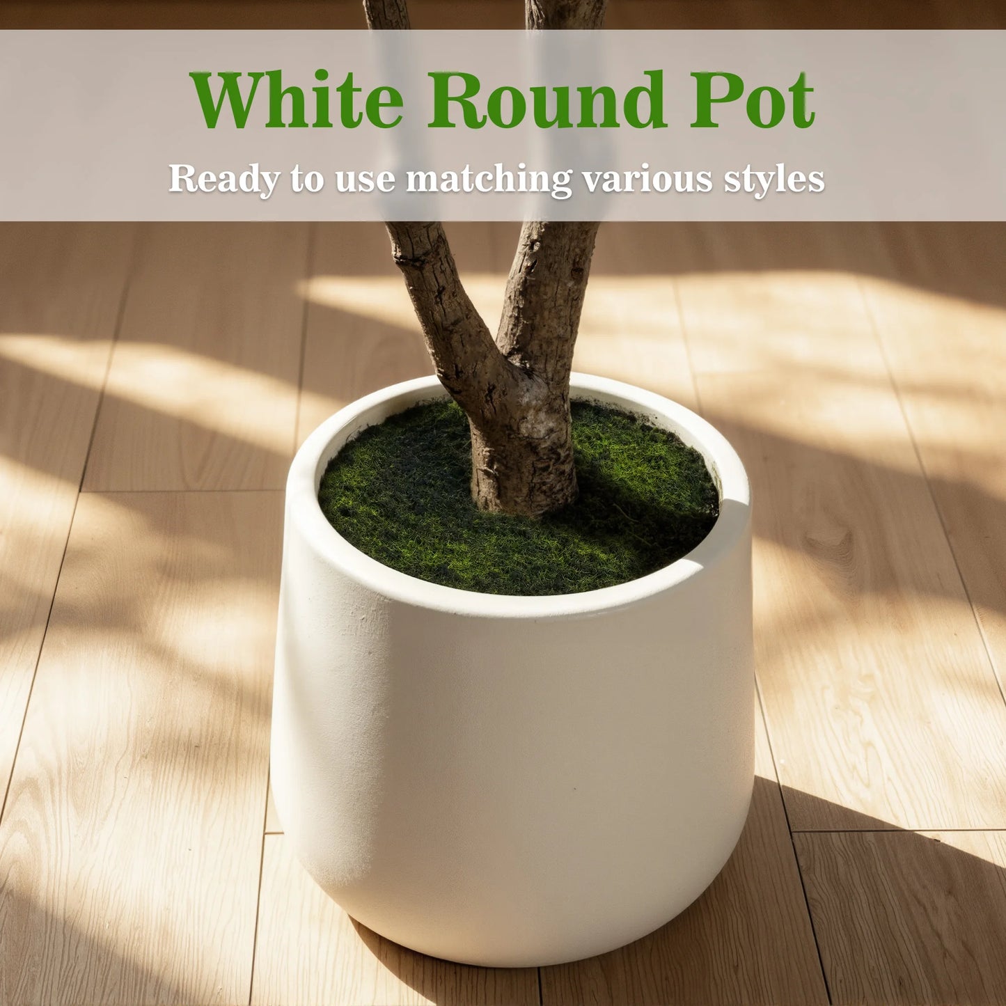 5/6/7ft Faux Black Olive Tree Faux Plants Indoor Large Tall Tree in White Round Pot Aritificial Eucalyptus Tree with Natural Wood Trunk & Realistic Leaves, Fake Olive Plant for Home Office Indoor Decor