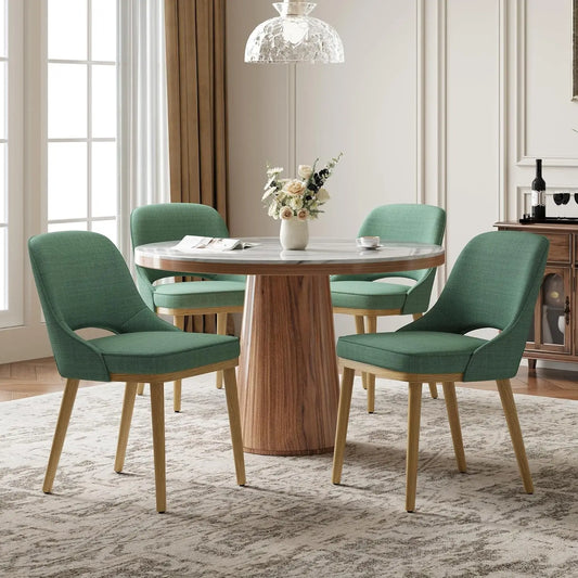 Modern Upholstered Dining Chairs With Open Back And Wood Legs