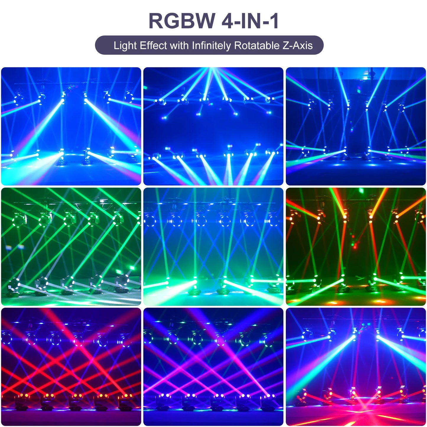 U'King 2Pcs 240W Beam Moving Head DJ Light 6LEDs RGBW 360° Rotating Stage Lights DMX512 For Disco Wedding Party Live Show Bar