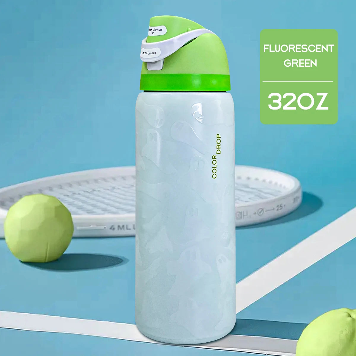 Nightlight Ghost Stainless Steel Insulated Water Bottle With Straw Outdoor