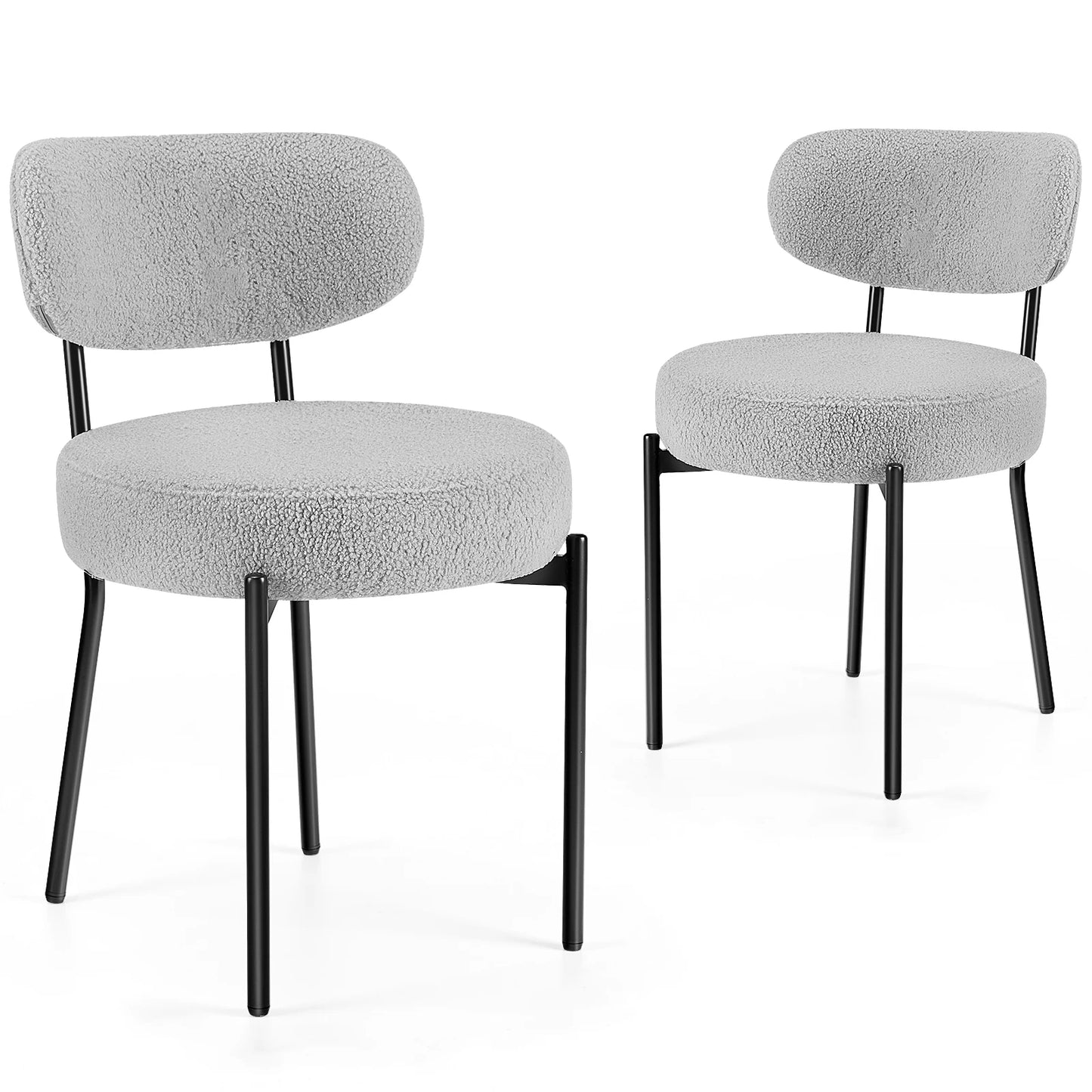 JHK Ergonomic Round Dining Chairs Set Of 2 Plush Fabric