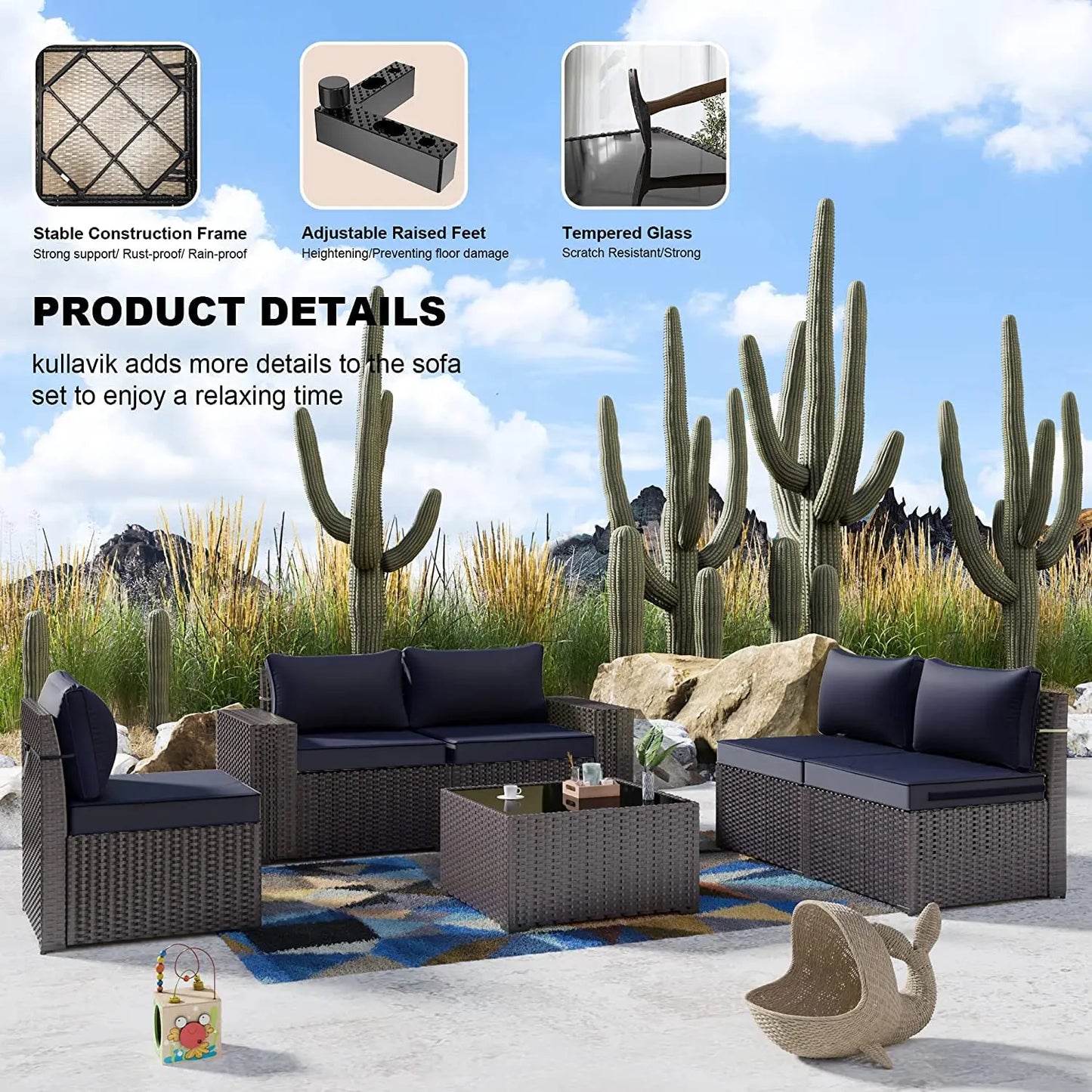 Outdoor Patio Furniture Set,12 Pieces Sectional Rattan Sofa Set Brown PE Rattan Wicker Patio Conversation Set with 10, Custom