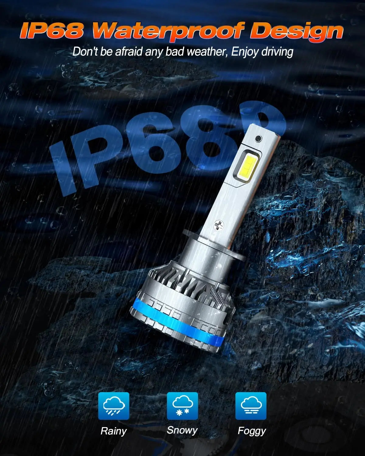 Fahren H1 LED CANBUS Fog Light Bulbs 6500K IP68 Waterproof