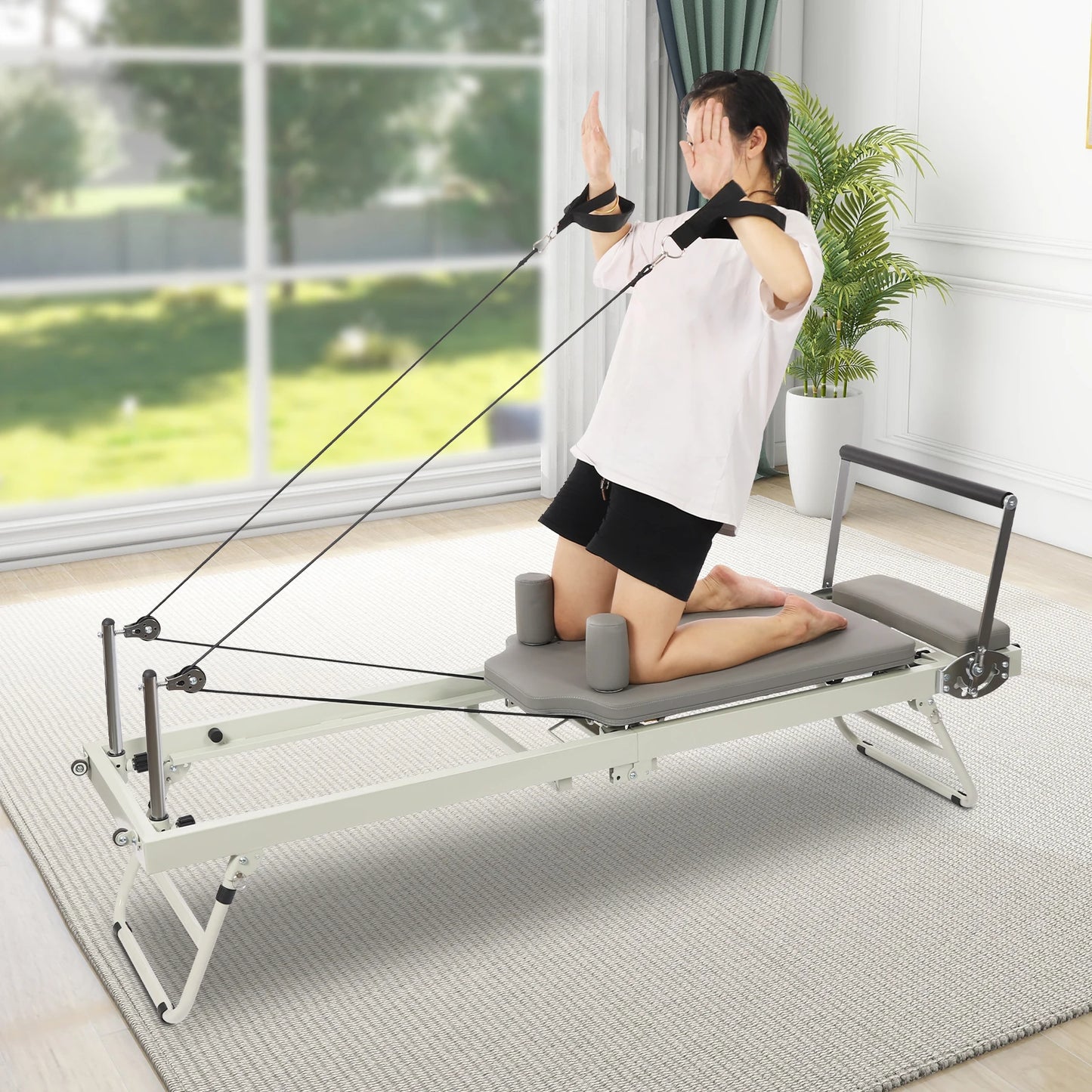 Foldable Pilates Reformer Machine Multifunctional Yoga Fitness Equipment