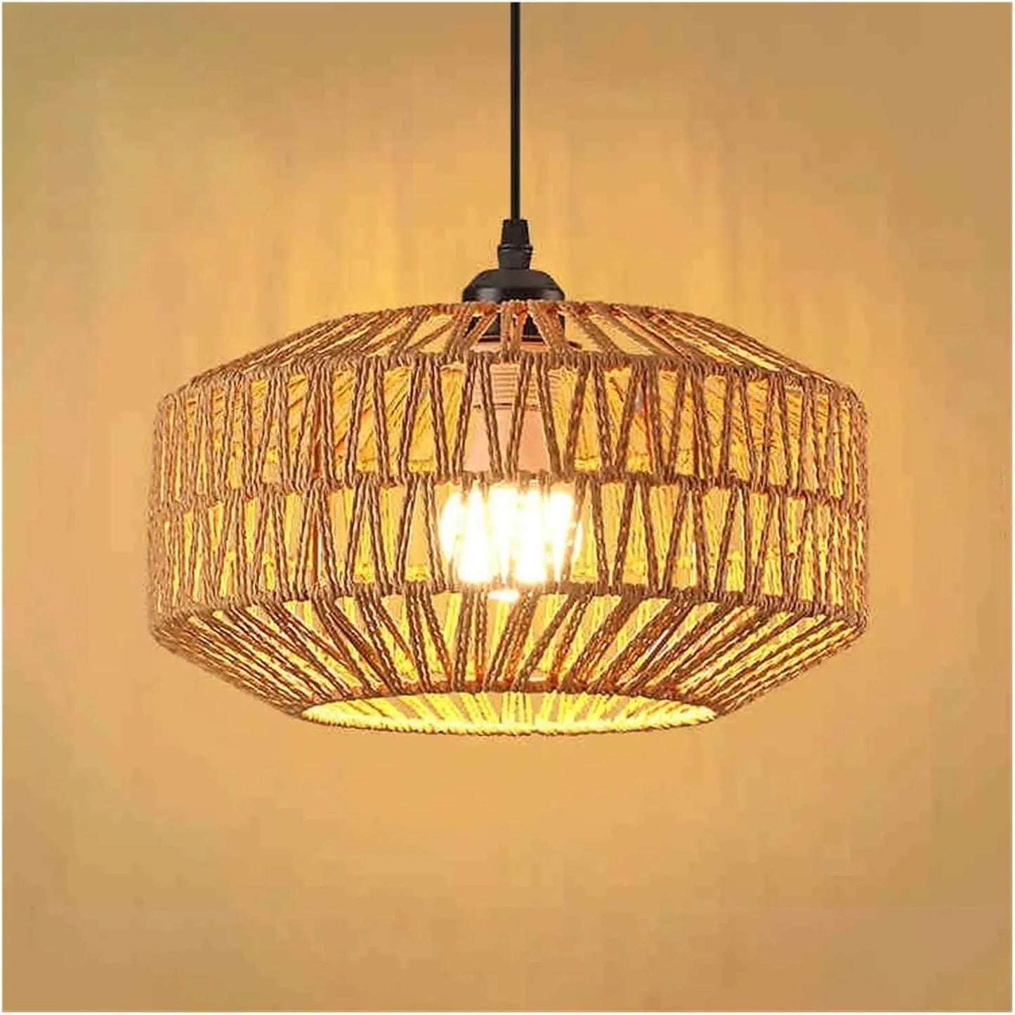 Classic Ceiling Light Handmade Rattan Weaving Hanging Chandelier Lamps For Living Bedroom Home Decor Pendant Light E27 Fixture