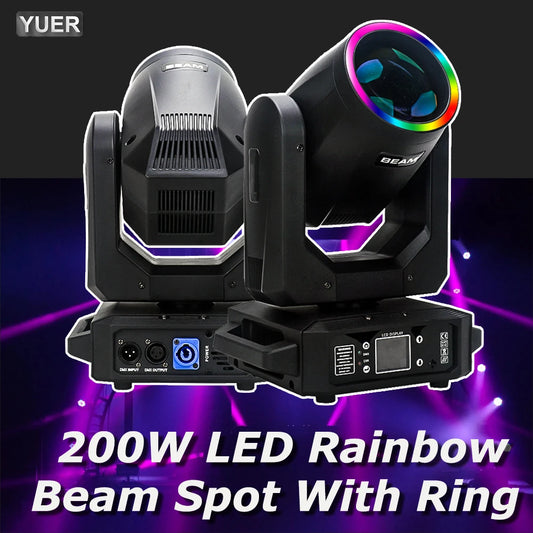 Yuer 200W LED Moving Head Light With Ring Beam DMX