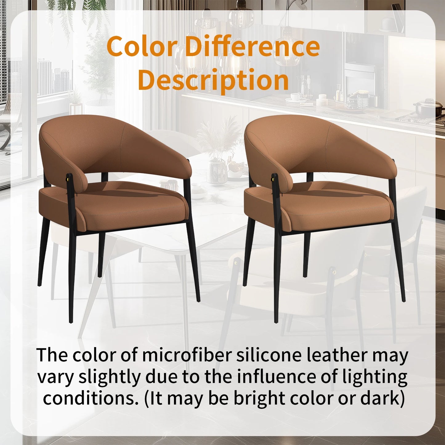 Luxury Microfiber Leather Dining Chairs Set Of 2 For Restaurant