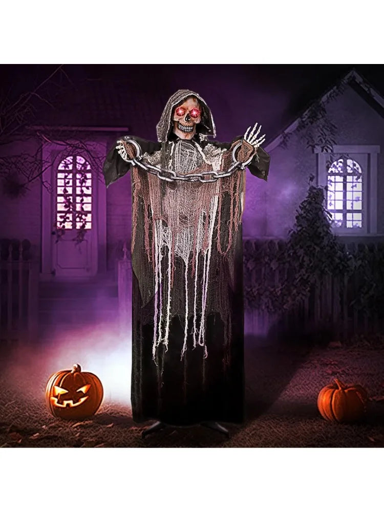 Joyfy Grim Reaper Animatronic Halloween Decoration With Chain Sound