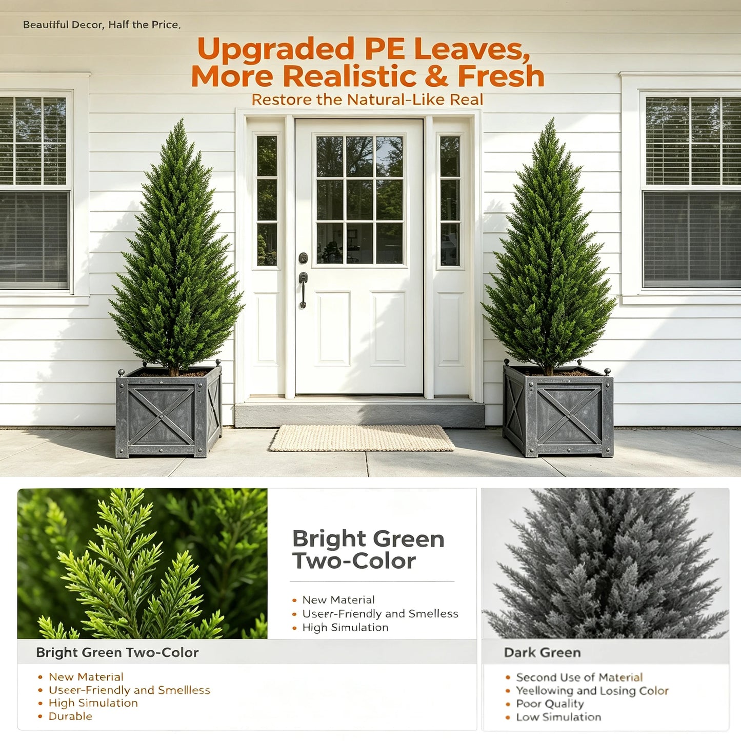 Artificial Cedar Topiary Tree 2/3/4/5/6FT Faux Evergreen Cypress Plant with Realistic Green Leaves, Outdoor Fake Shrub Bush for Front Porch, Garden, Patio, Home Office Halloween Christmas Decor