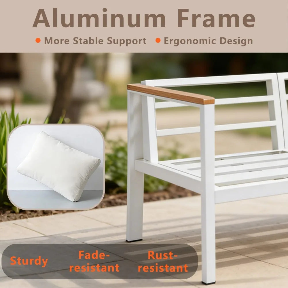 Aluminum Patio Sectional Furniture Set,4 piece Patio Conversation Sets Outdoor Patio Furniture Set Sofa with Coffee, Customized