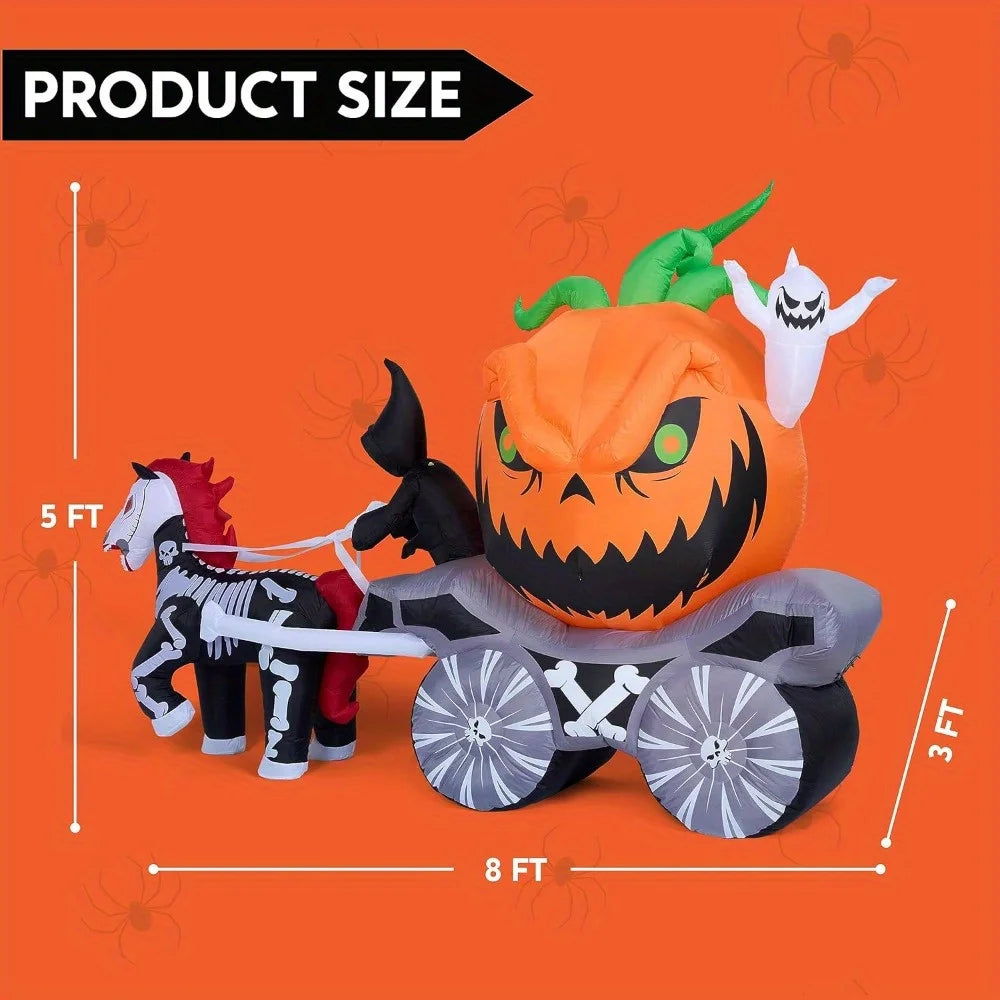 Joyfy Pumpkin Carriage Halloween Inflatable With LED Lights Decoration