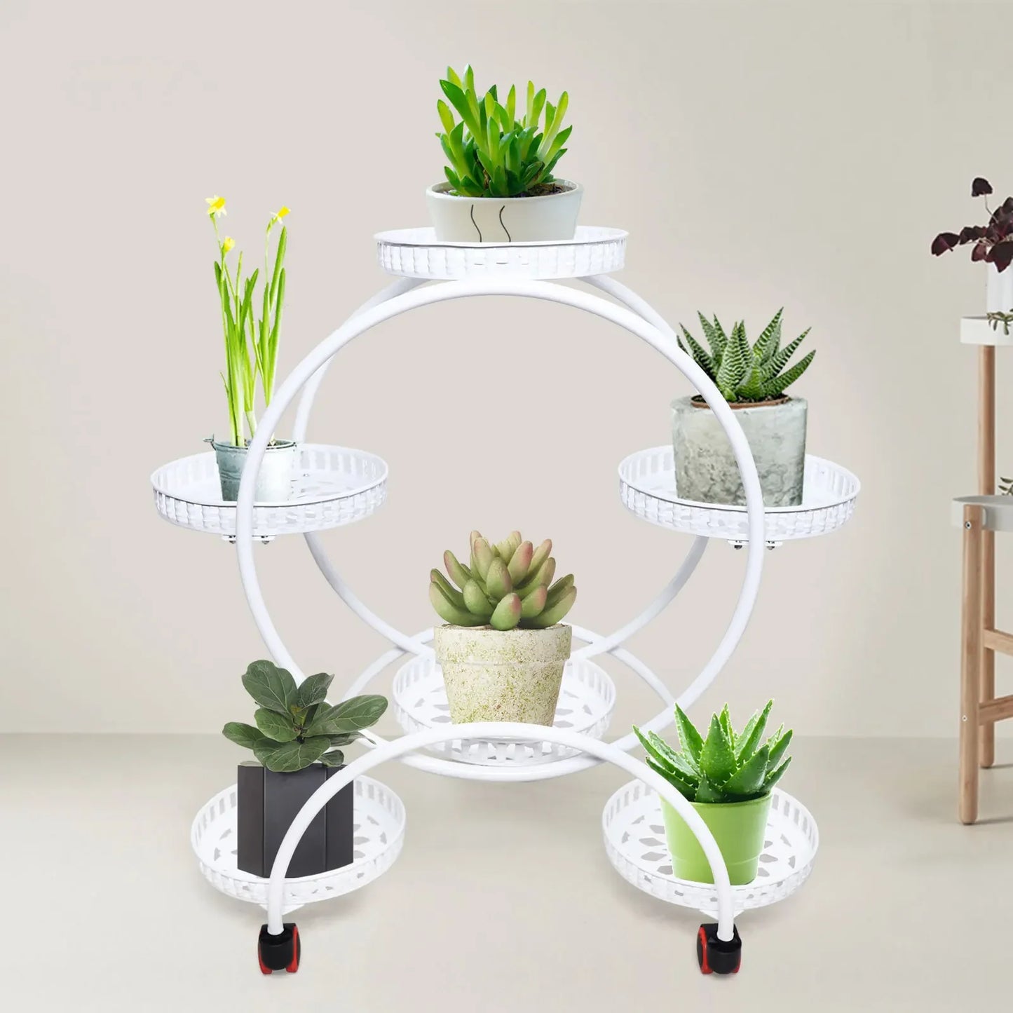 Metal Plant Stand Six Pot Rack For Patio Garden And Living Room