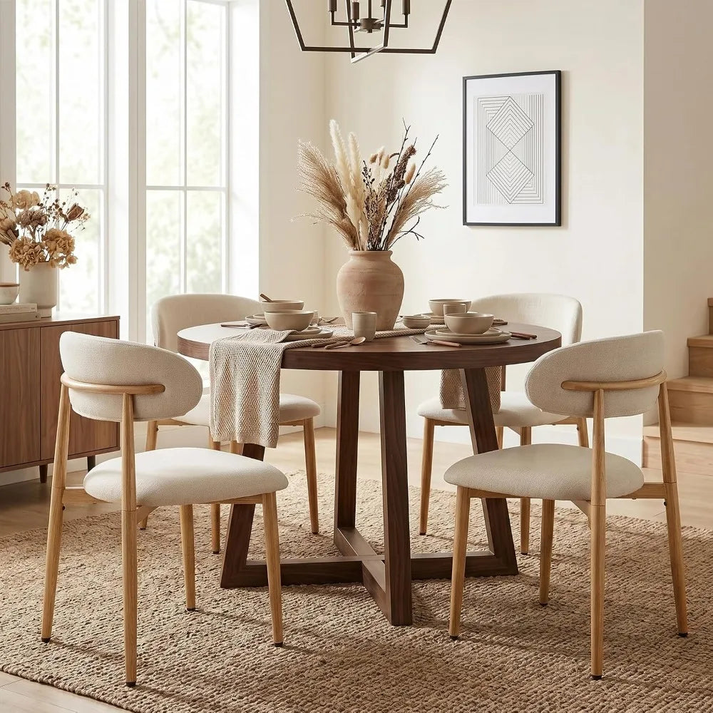 Modern Fabric Dining Chairs With Metal Frame Upholstered Seats