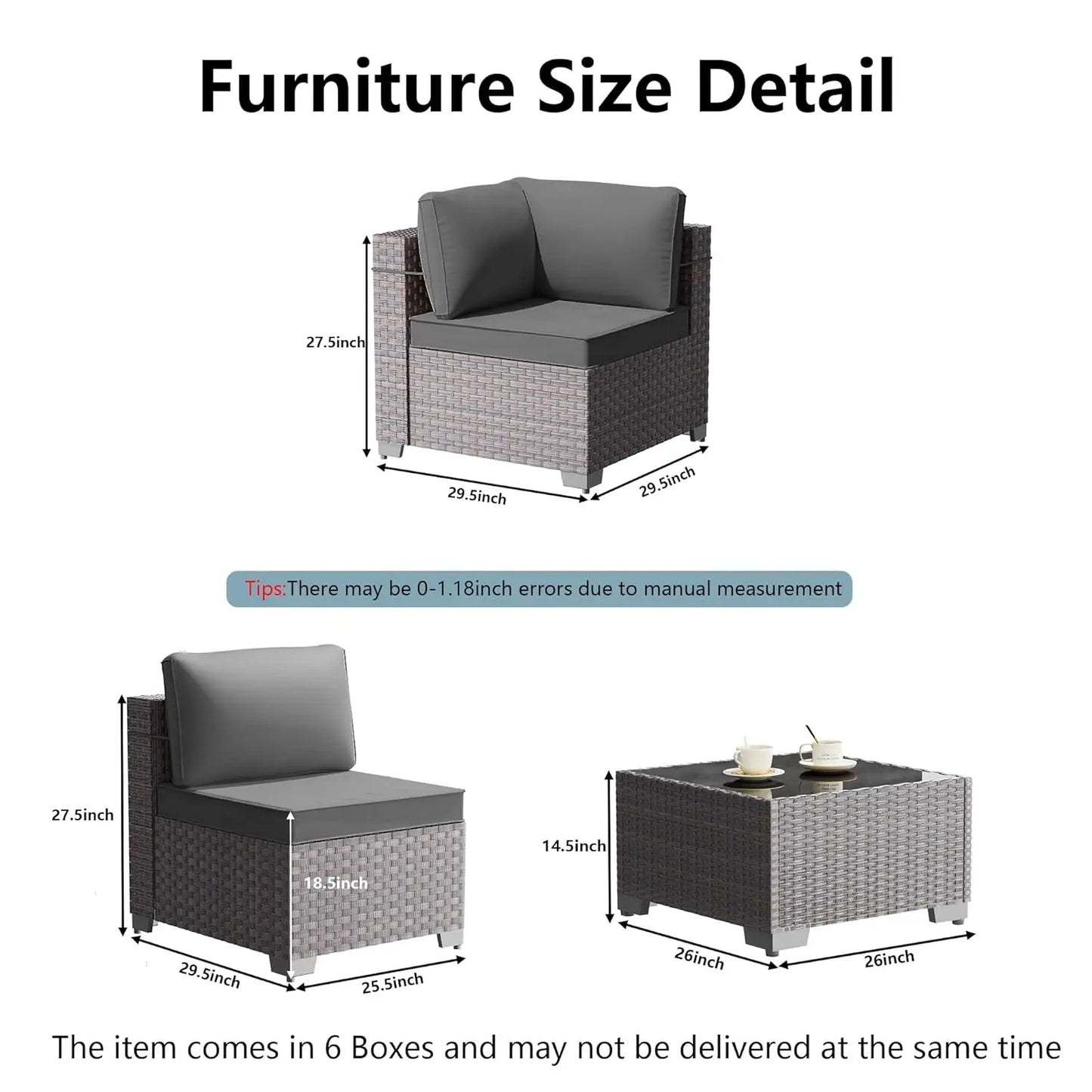 14 Pieces Outdoor Patio Furniture Set,Outdoor Sectional Furniture All Weather PE Rattan Wicker Patio Conversation Set, Custom