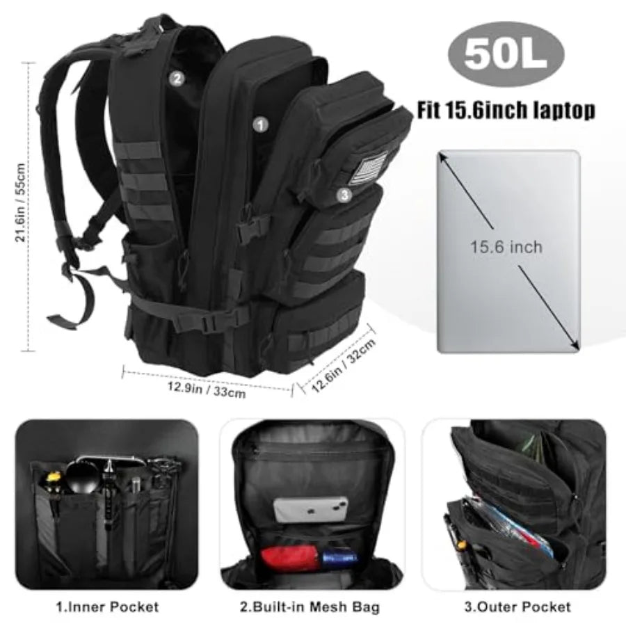 Military Tactical Backpack MOLLE Army Assault Pack Water Resistant