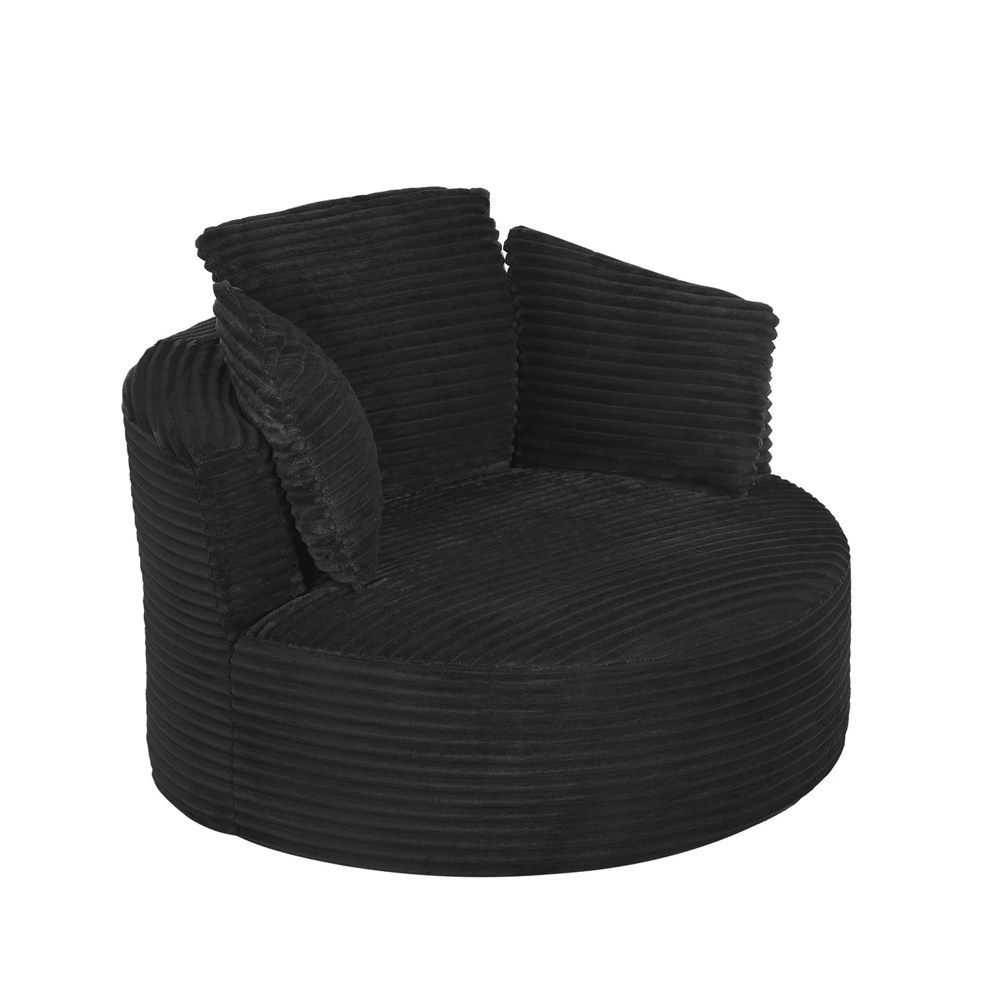 48.8" Round Chair Boneless Chaise Sofa Chair with Backrest and 3 Pillows for Living Room, No Assembly Required