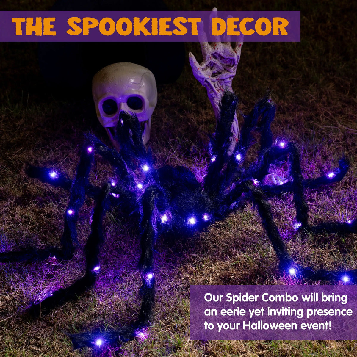 Joyfy Light Up Giant Spider Halloween Outdoor Decoration Prop