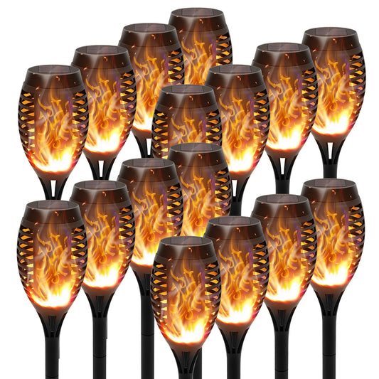 Solar Torch Lights Outdoor Flickering Flame Waterproof Garden Path