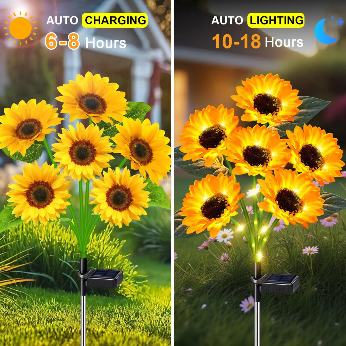 KPSTEK Solar Sunflower Lights Waterproof Outdoor LED Garden Decor