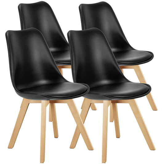 JHK PU Leather Dining Chairs With Wooden Legs At Home