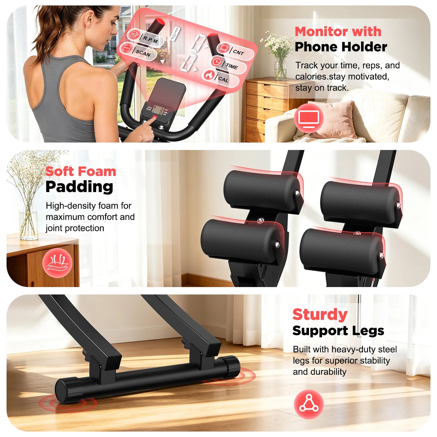 Dual Split-Track Ab Machine Core Trainer Home Fitness