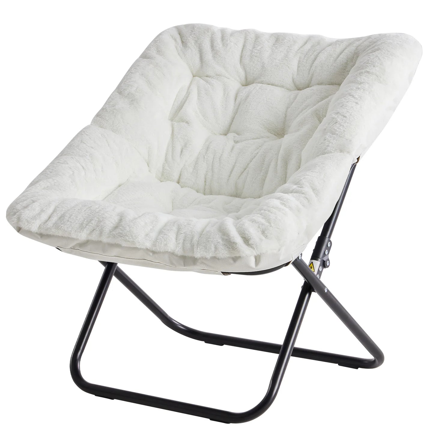 JHK Cozy Saucer Chair Faux Fur Folding Lounge Chair