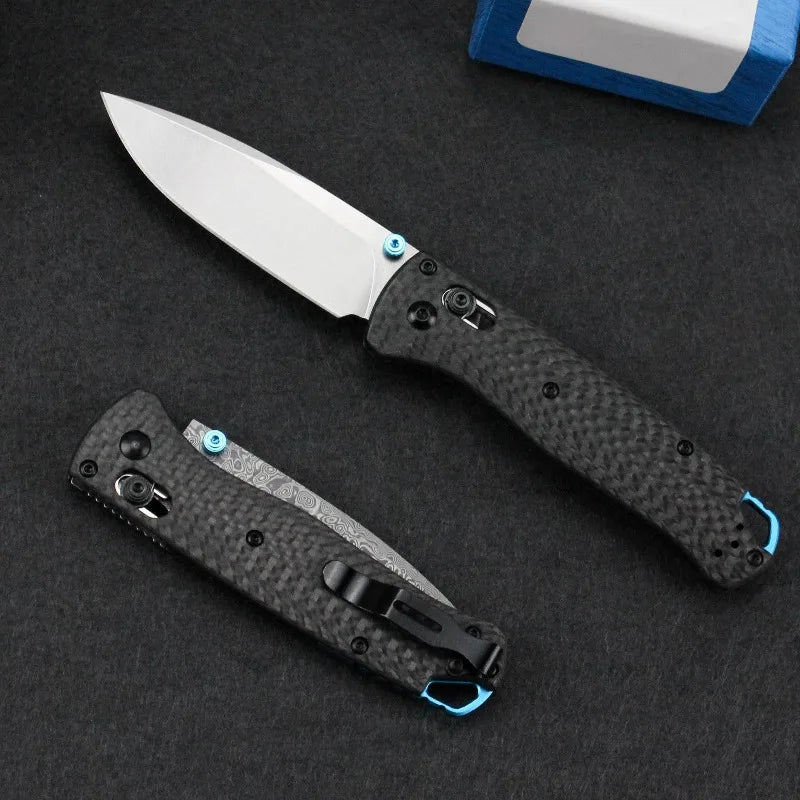 DIY Supplies Bugout 535 Damascus Folding Knife Carbon Fiber Handle