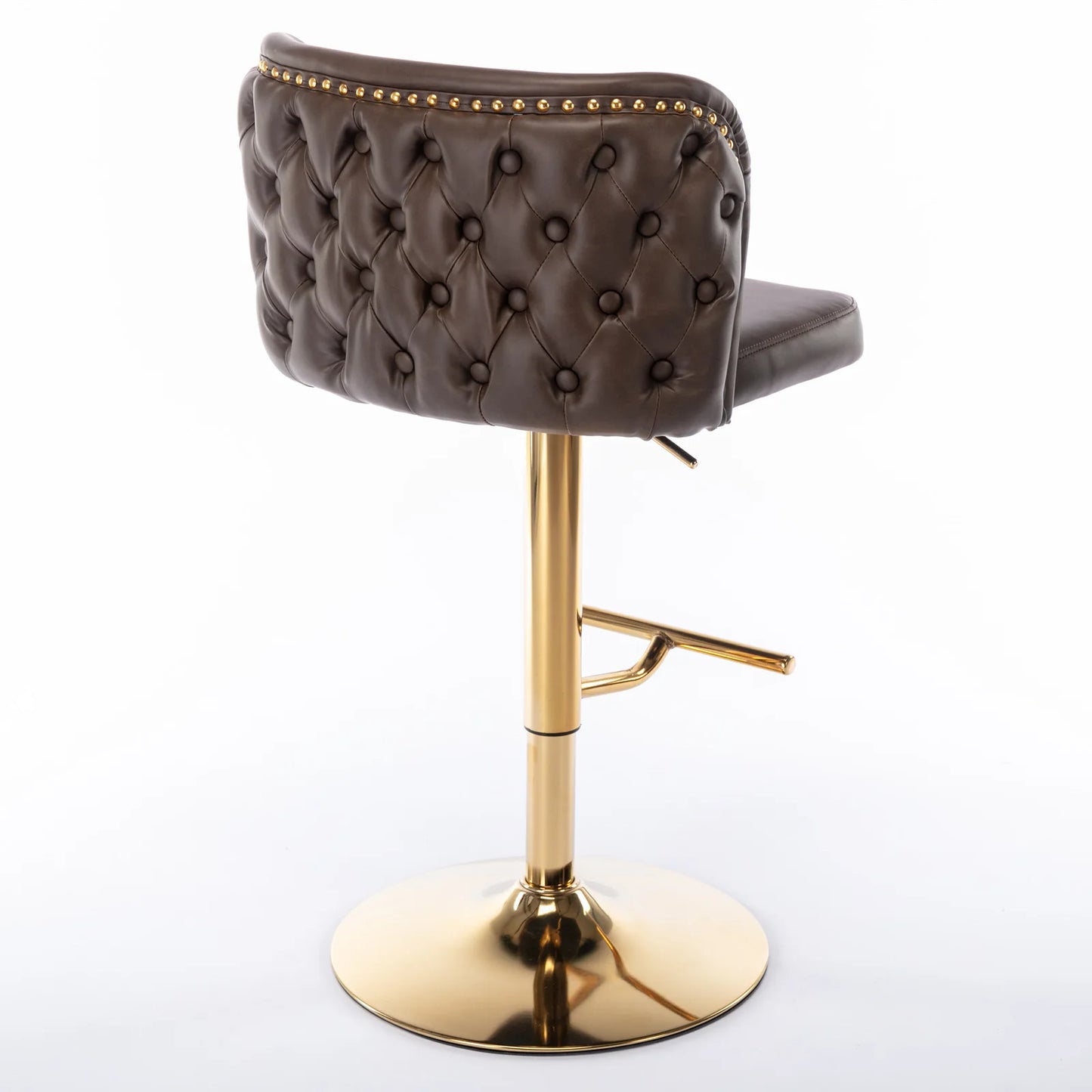 TWISTER.CK Swivel Bar Chairs PU Upholstered Stools Nailheads Dining Room