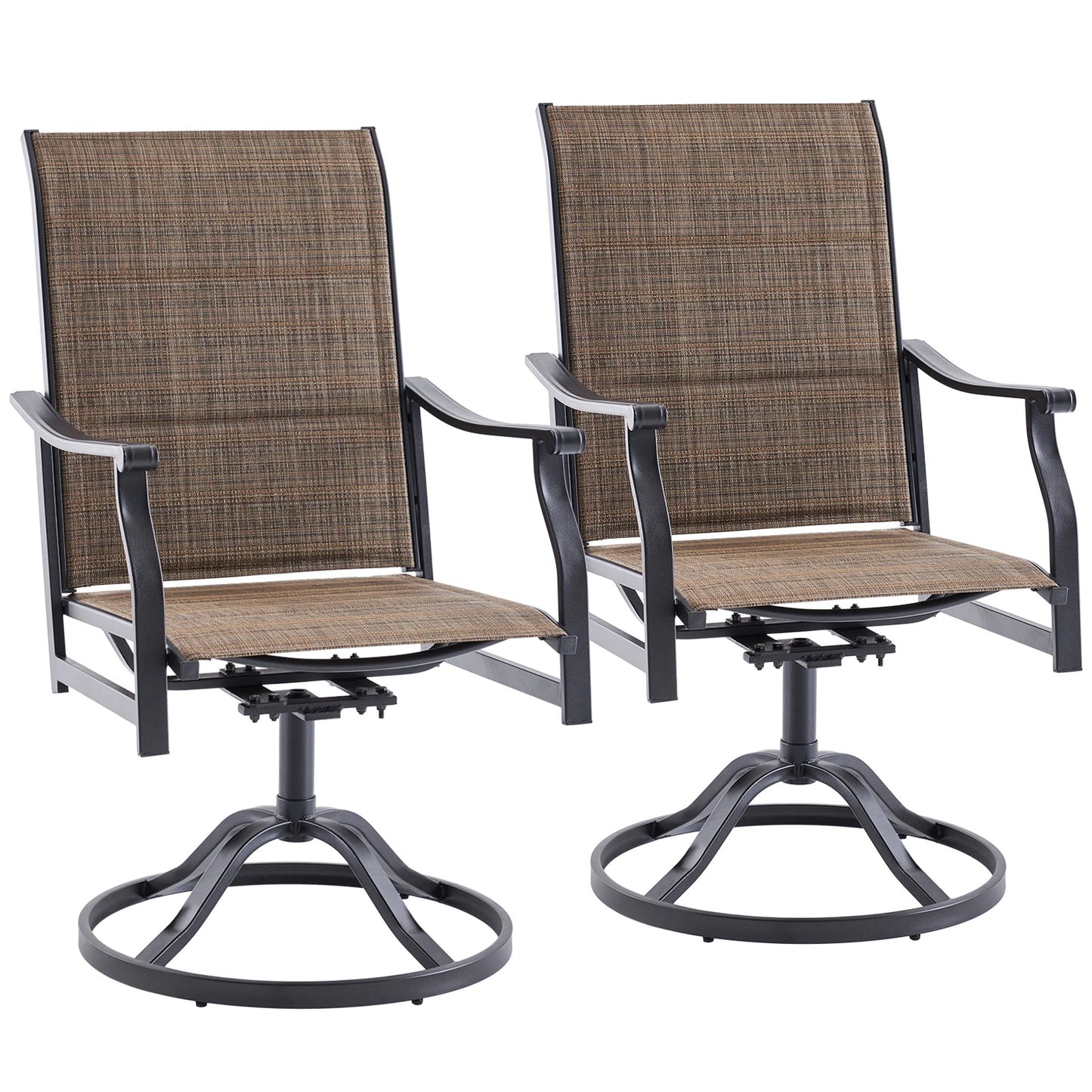 Farini 360° Swivel Outdoor Dining Chairs Set of 2, Patio Metal Paded Armchair with Textilene Fabric, All-Weather Resistant