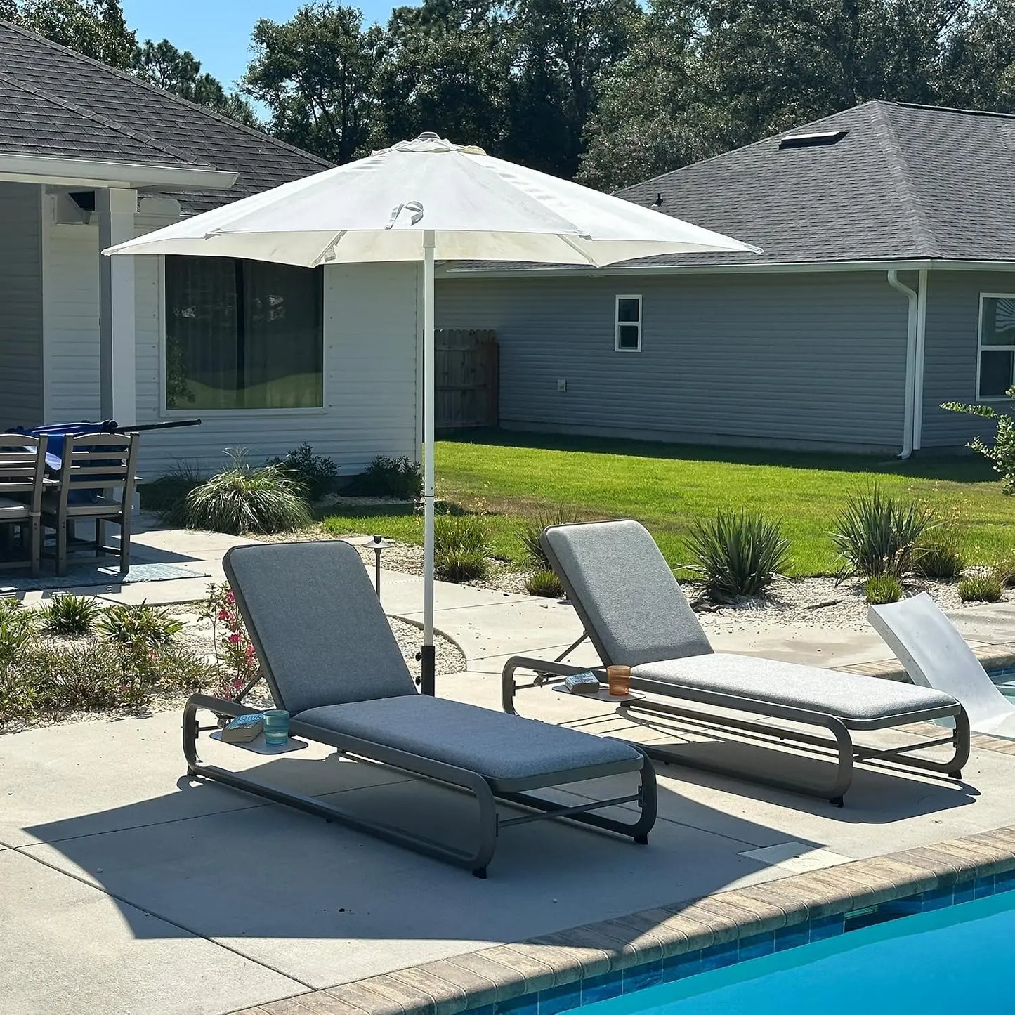 Outdoor Chaise Lounge Set of 2 Modern Aluminum Patio Lounge Chair with Cushion Wicker Backrest All Weather for Deck, Customized