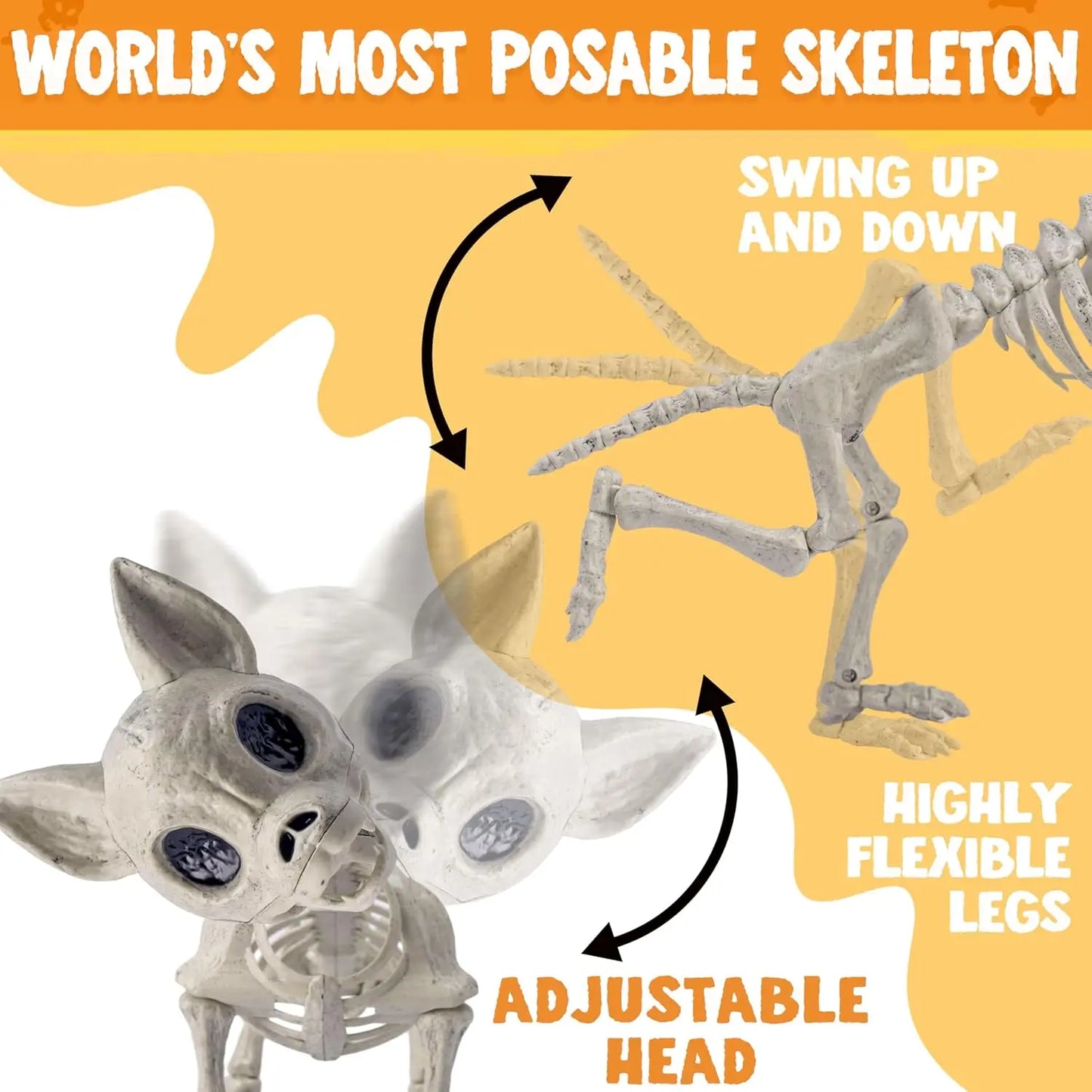 Nylon Chihuahua Dog Skeleton Halloween Decoration With Posable Joints