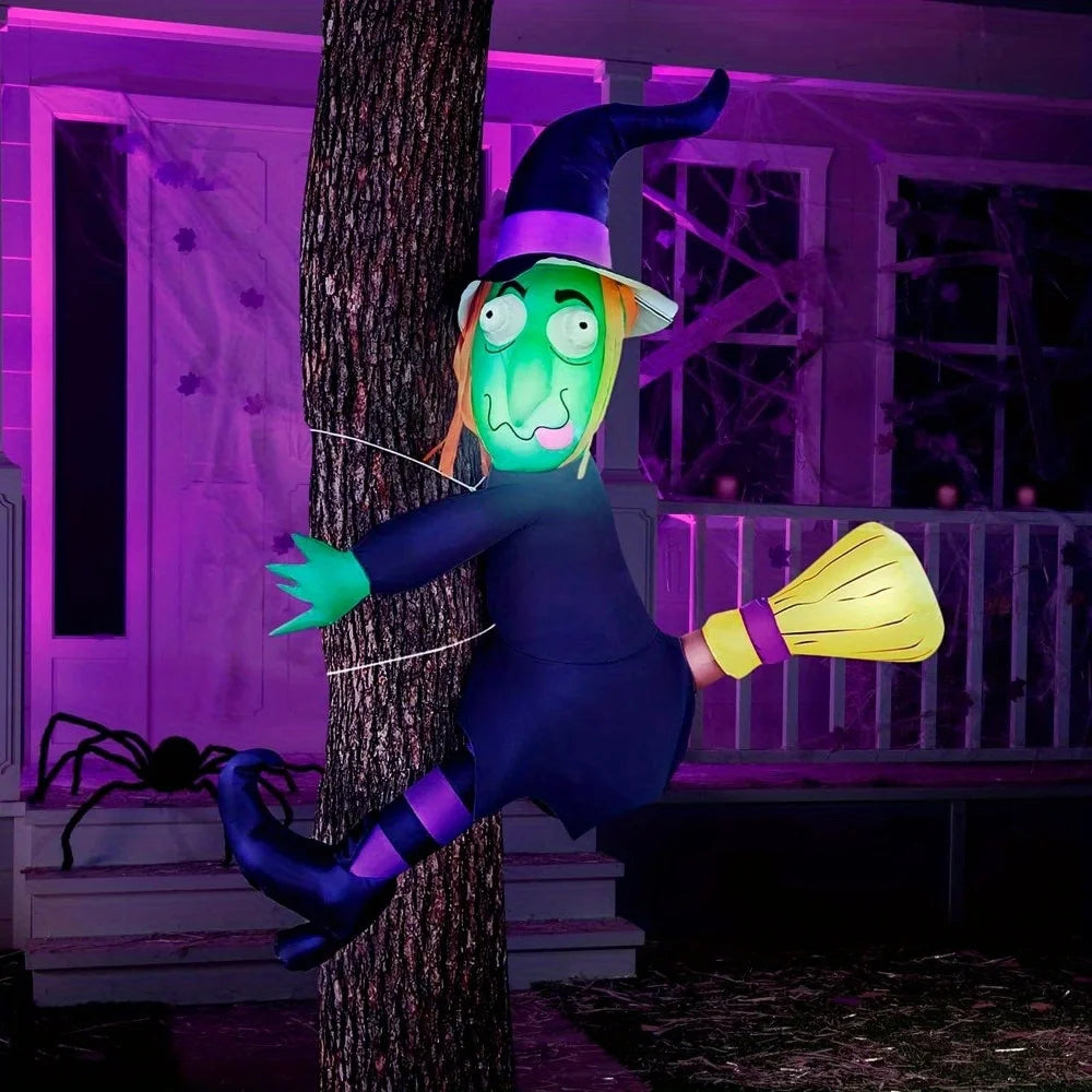 4FT Halloween Inflatable Witch with Build-in LED Lights - Outdoor Blow Up Decor for Yard, Trees & Parties | Witch Decorations, Halloween Inflatables Outdoor, Blow Up Yard Decor