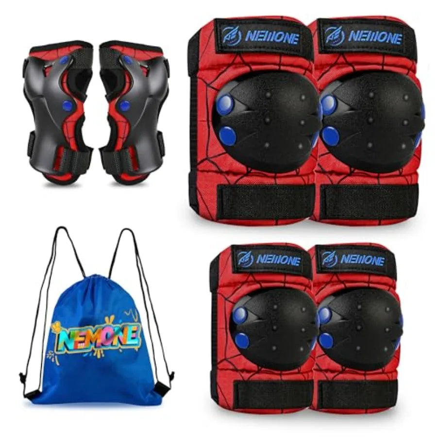 Kids Reflective Knee Elbow Wrist Guard Set With Drawstring Bag