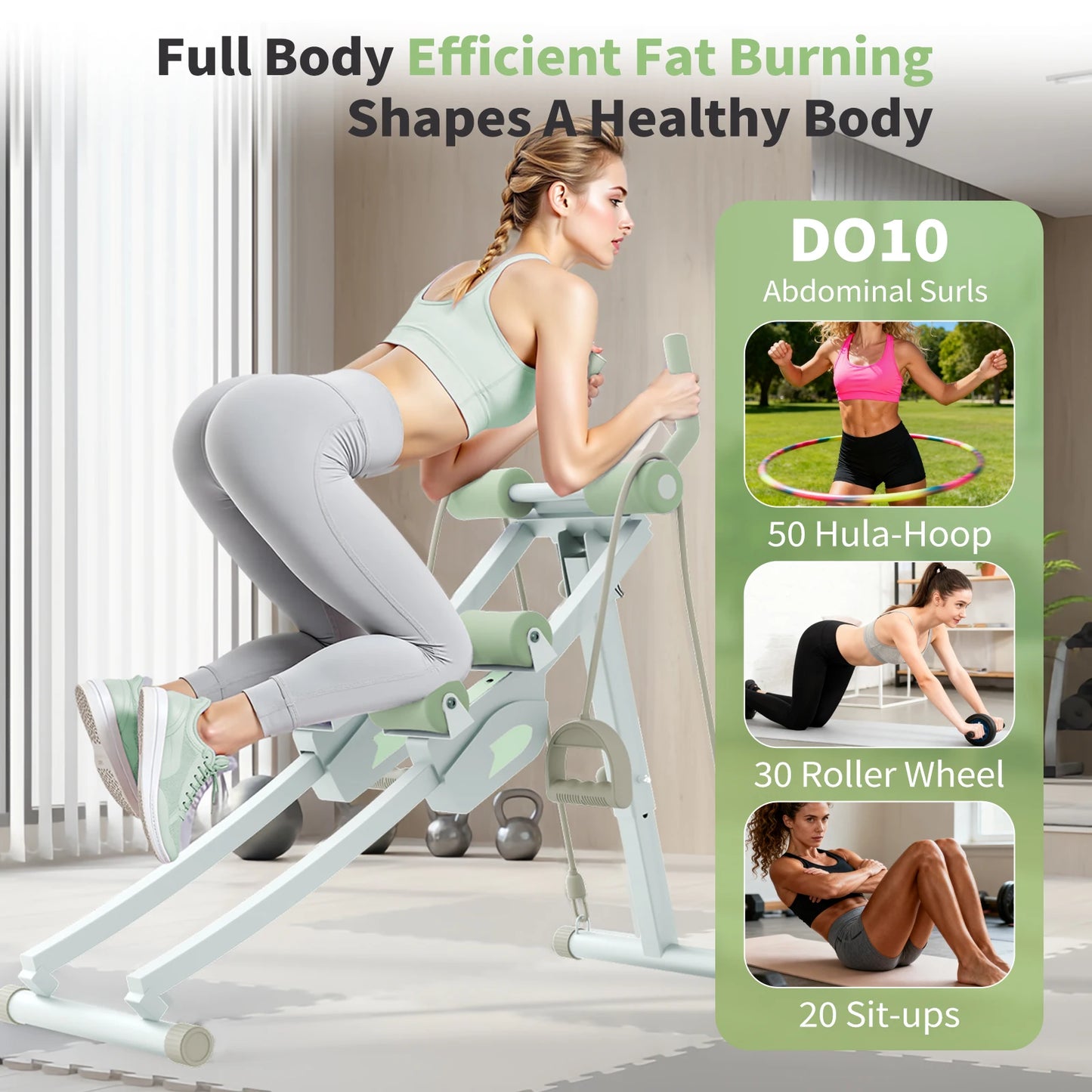 Abdominal Curling Exercise Machine Dual Track Trainer for Home Gym