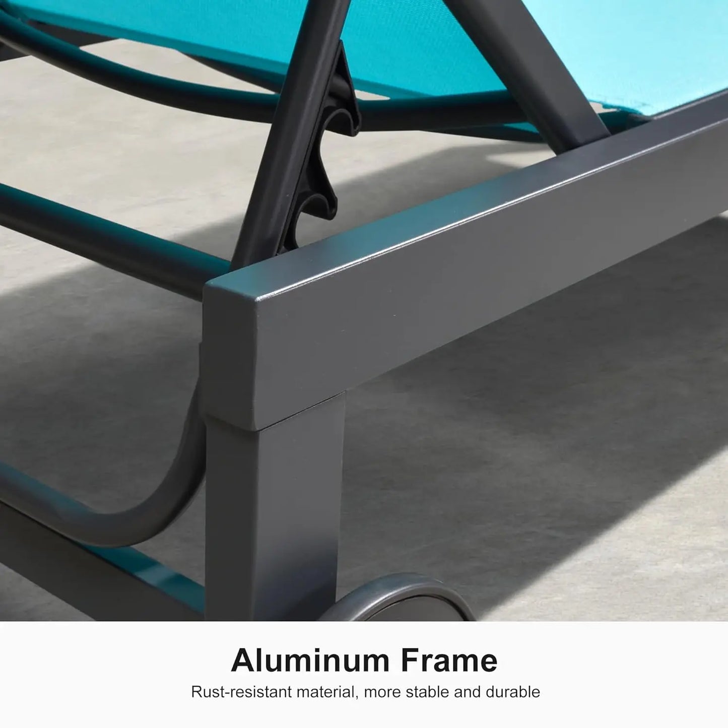 Outdoor Chaise Lounge with Wheels Aluminum Pool Lounge Chairs Set of 2 Fade-Resistant Patio Chaise Lounge with 5, Custom