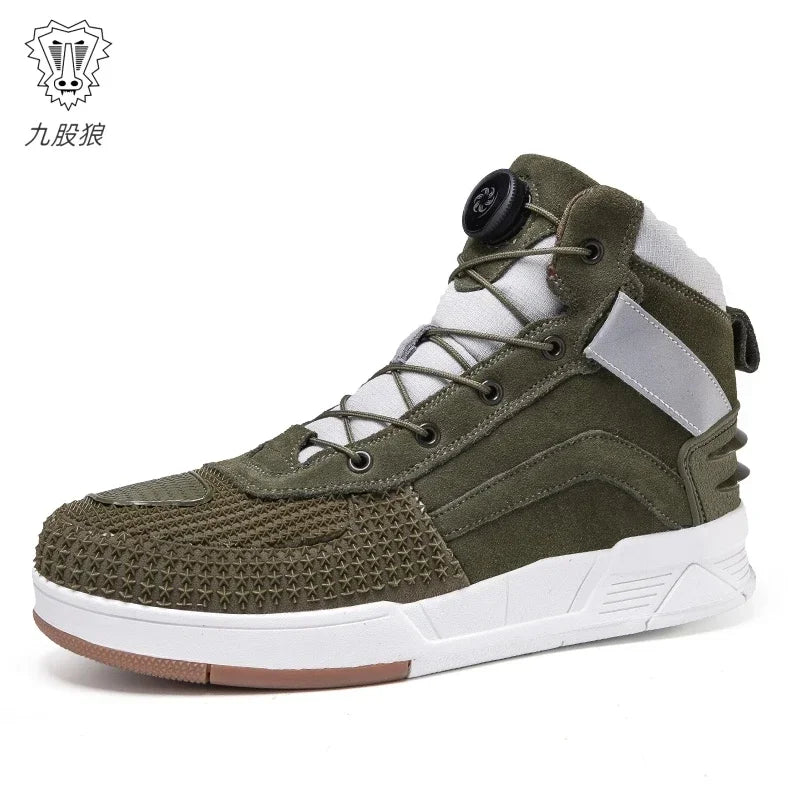 Brown Men's Sneakers Breathable Motocross Men Women Motorcyclist Shoes Casual Motorcycle Boots Boots Motorcycle Supplies