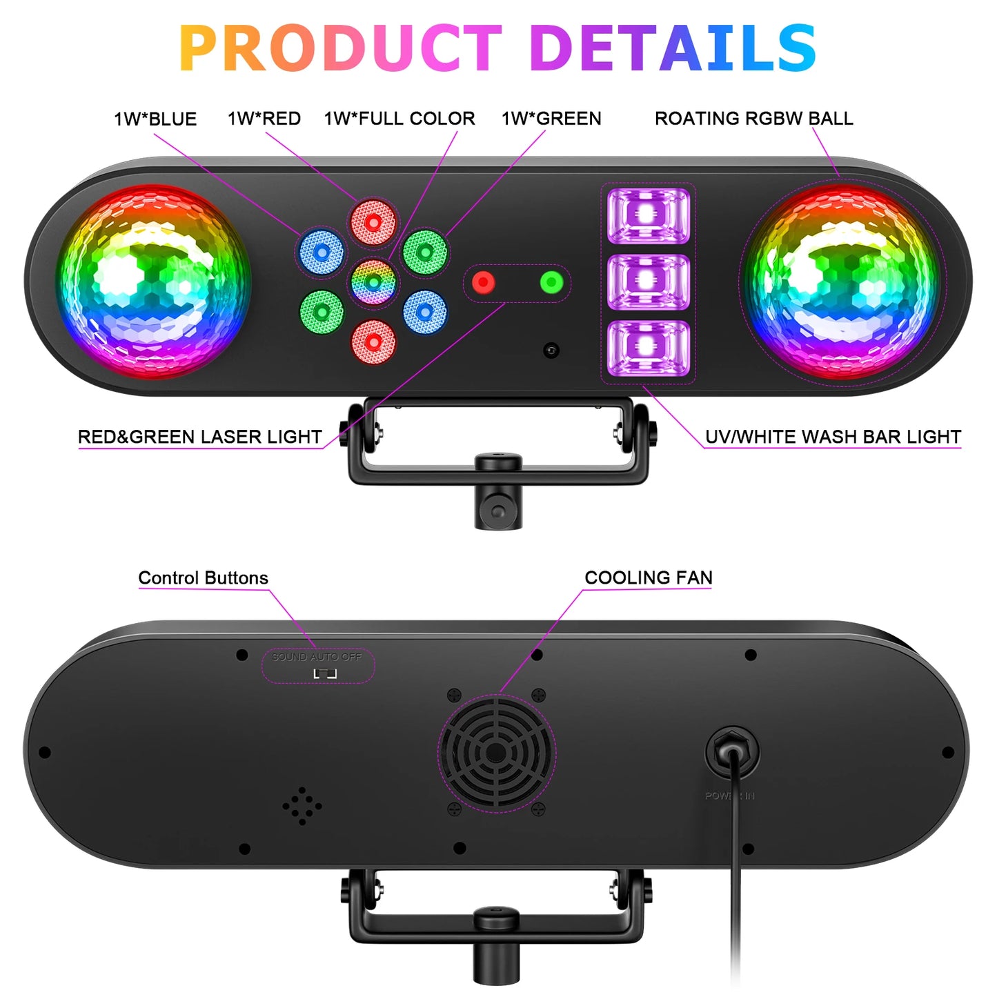 U'King Mini 5In1 Bracket Light Remote Stage DJ Ball Effects