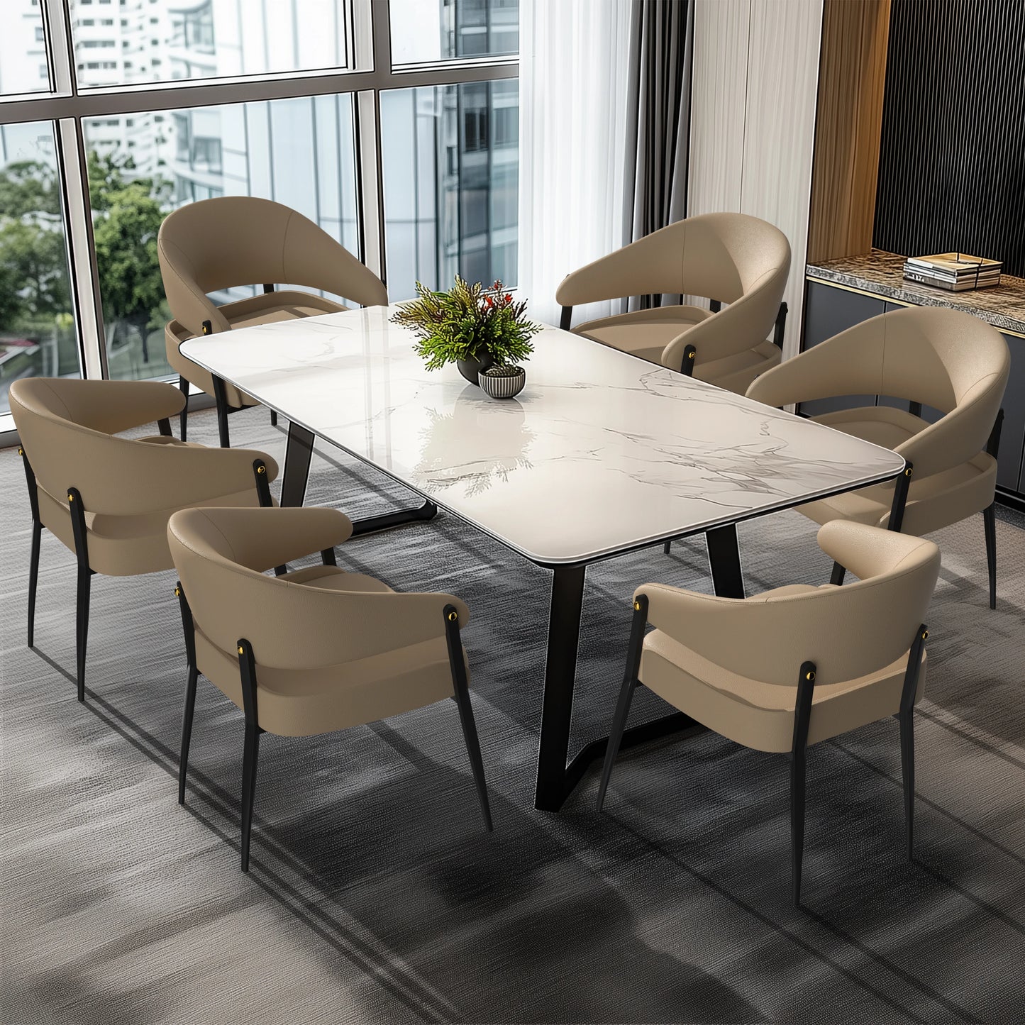 Luxury Microfiber Leather Dining Chairs Set Of 2 For Restaurant