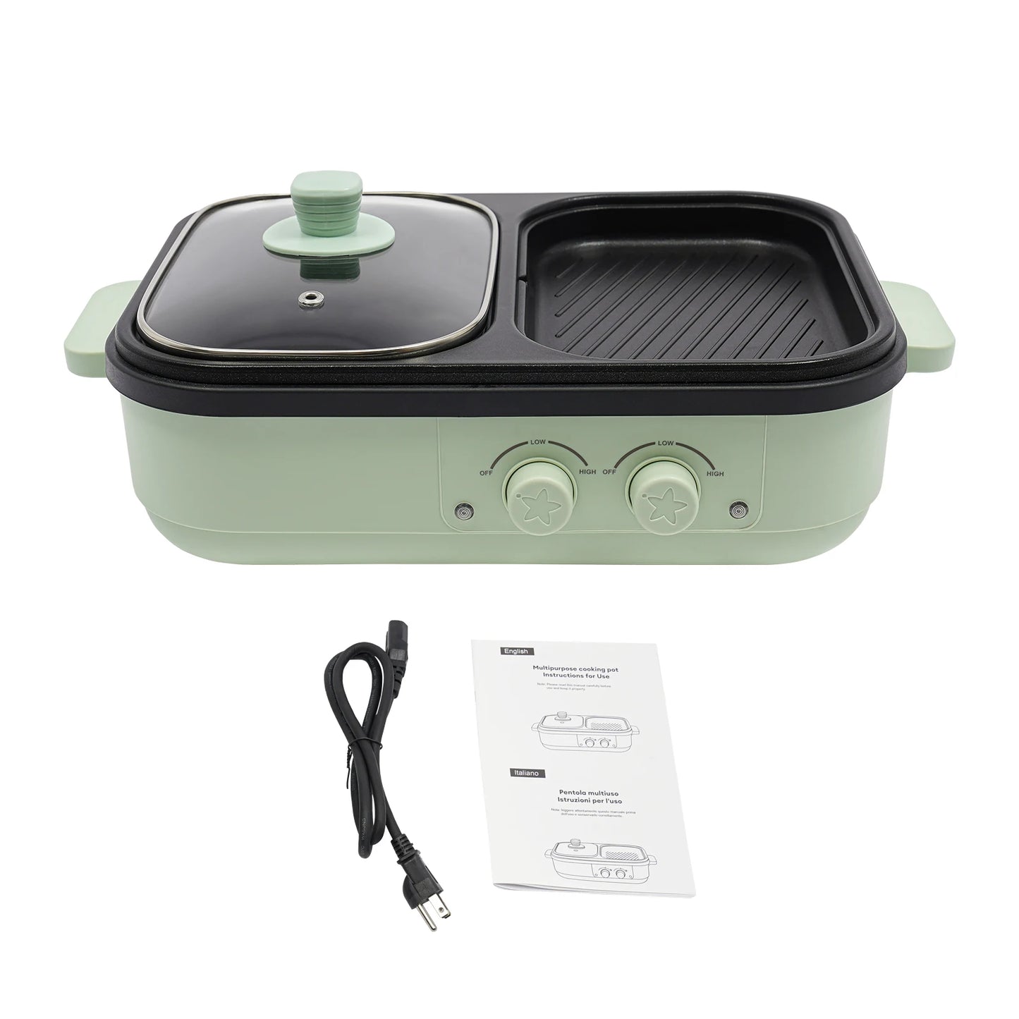 2-In-1 Hot Pot And Grill Set With Dual Heating Zones