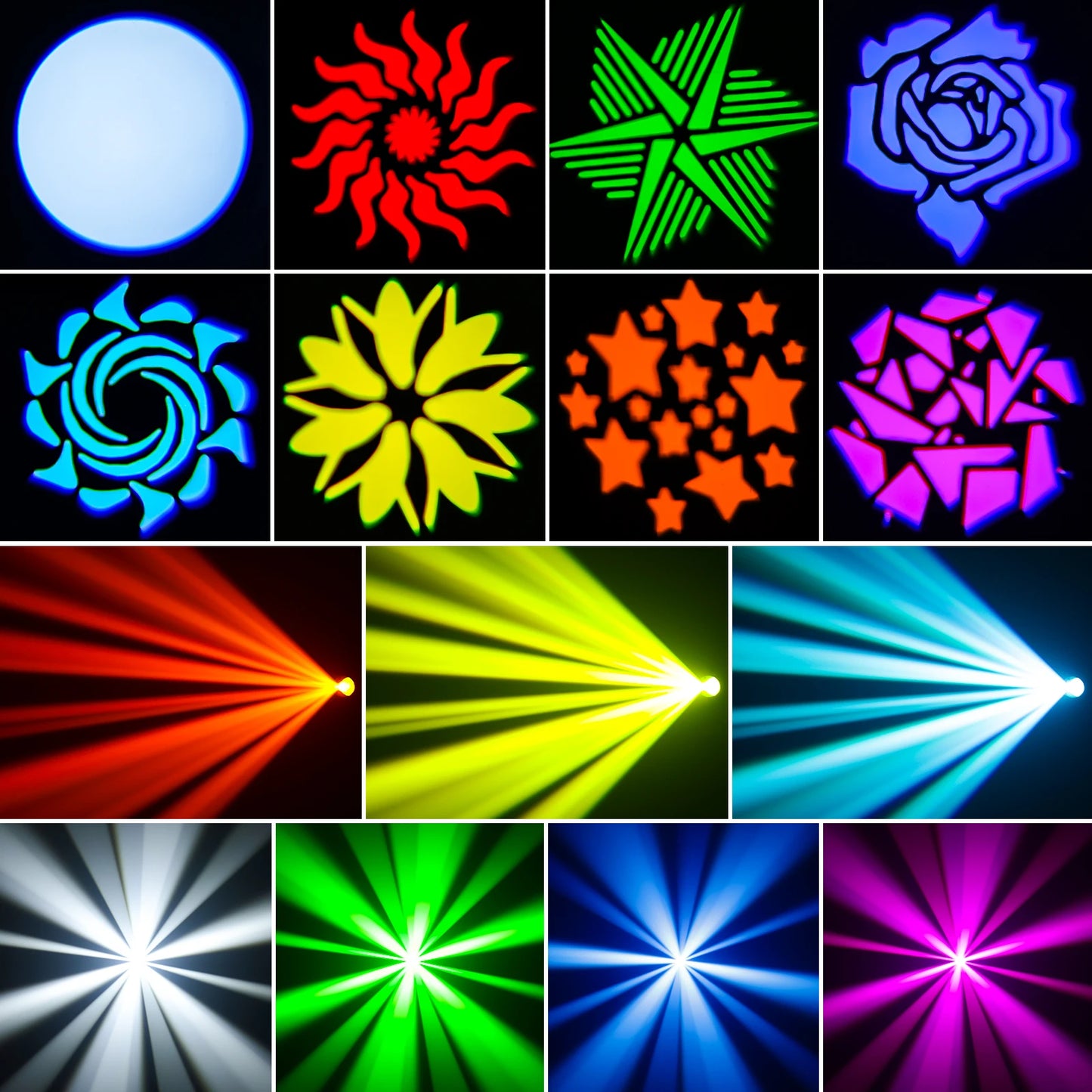 U'King 120W LED Moving Head Light Mini Spot Gobos Stage Light Remote Control DMX512 Patterns Beam Effect Light for DJ Wedding