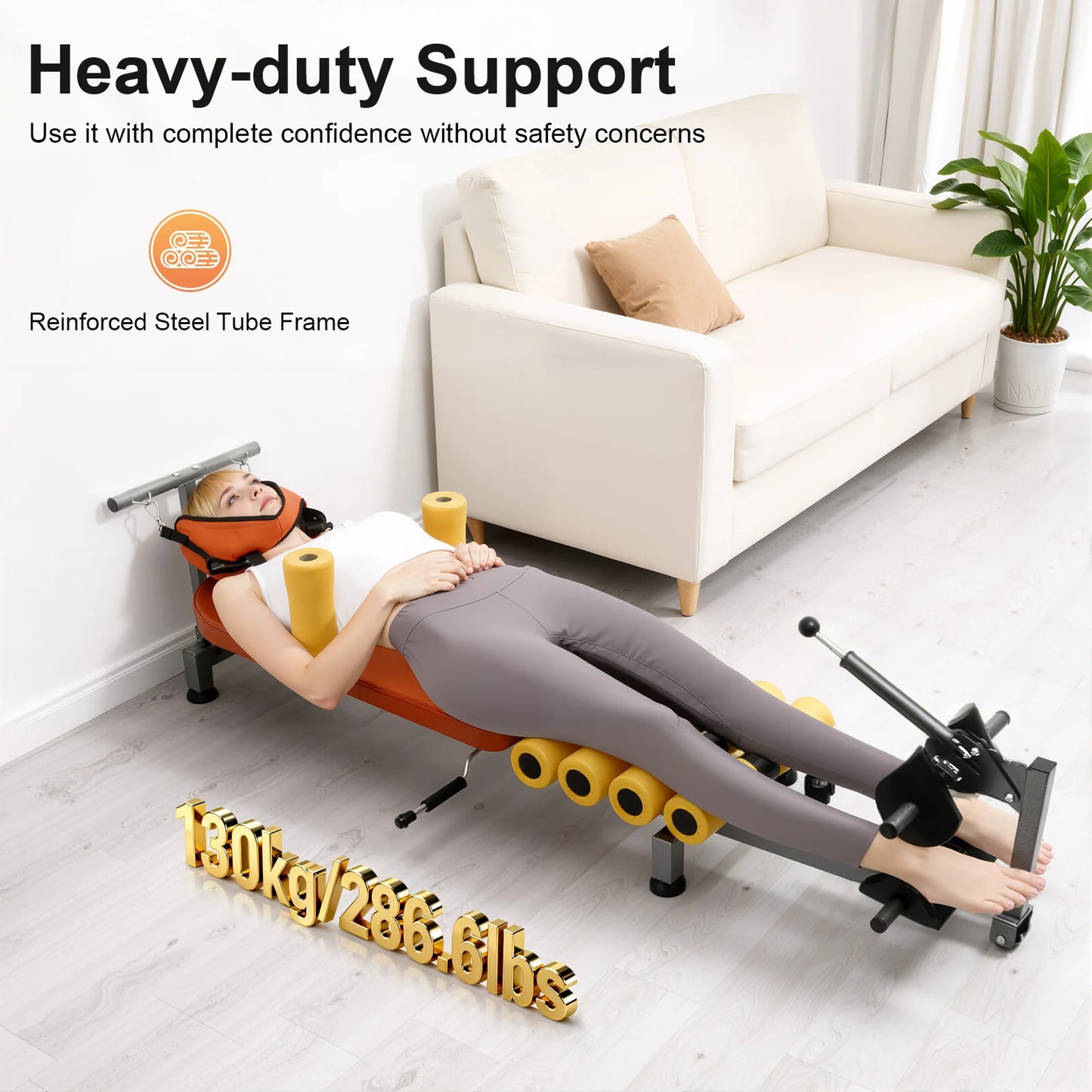 Adjustable Back Stretch Bench 130Kg Capacity For Spinal Decompression Relief