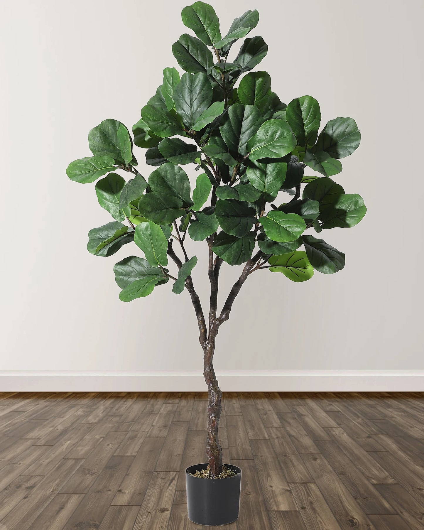 4/5/6 FT Artificial Fiddle Leaf Fig Tree with Lifelike Leaves,Large Faux Plant, Tall Fake Ficus Lyrata Trees with Black Planter, Fake Floor Plants for Home Office Modern Decor