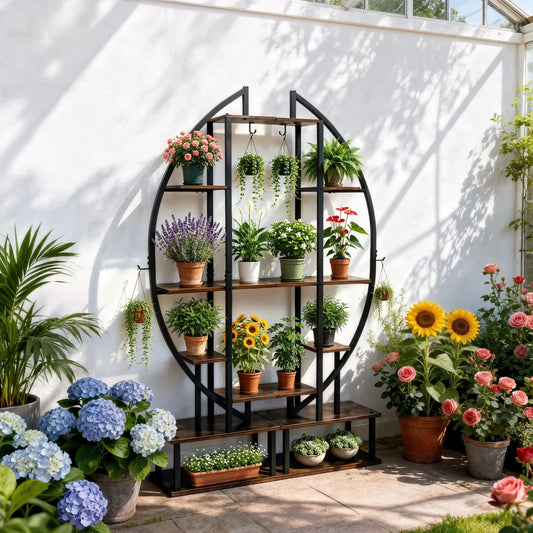 Half Moon 7 Tier Metal Plant Stand for Living Room