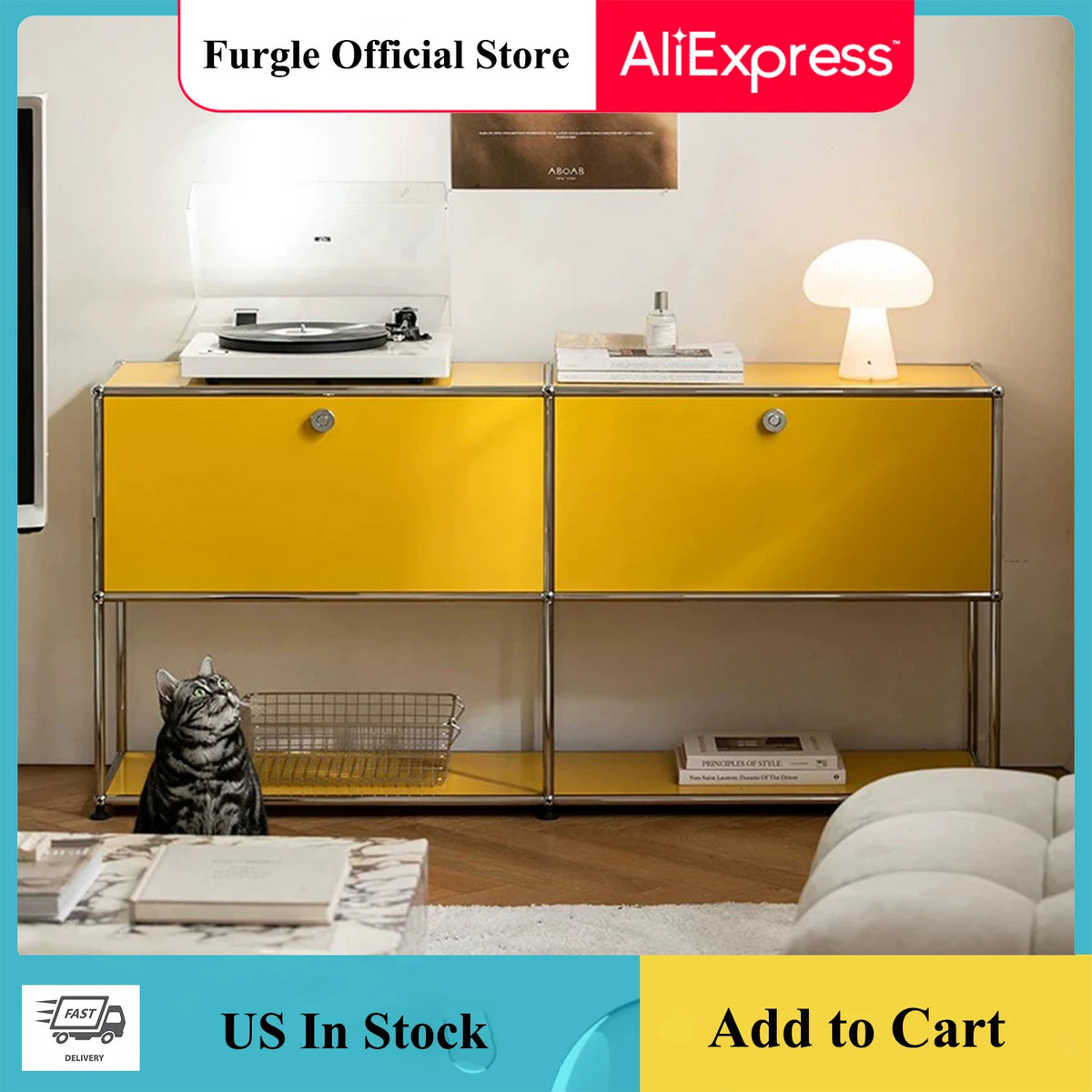 Cottinch Modern Metal Storage Cabinet Sideboard Organizer for Home