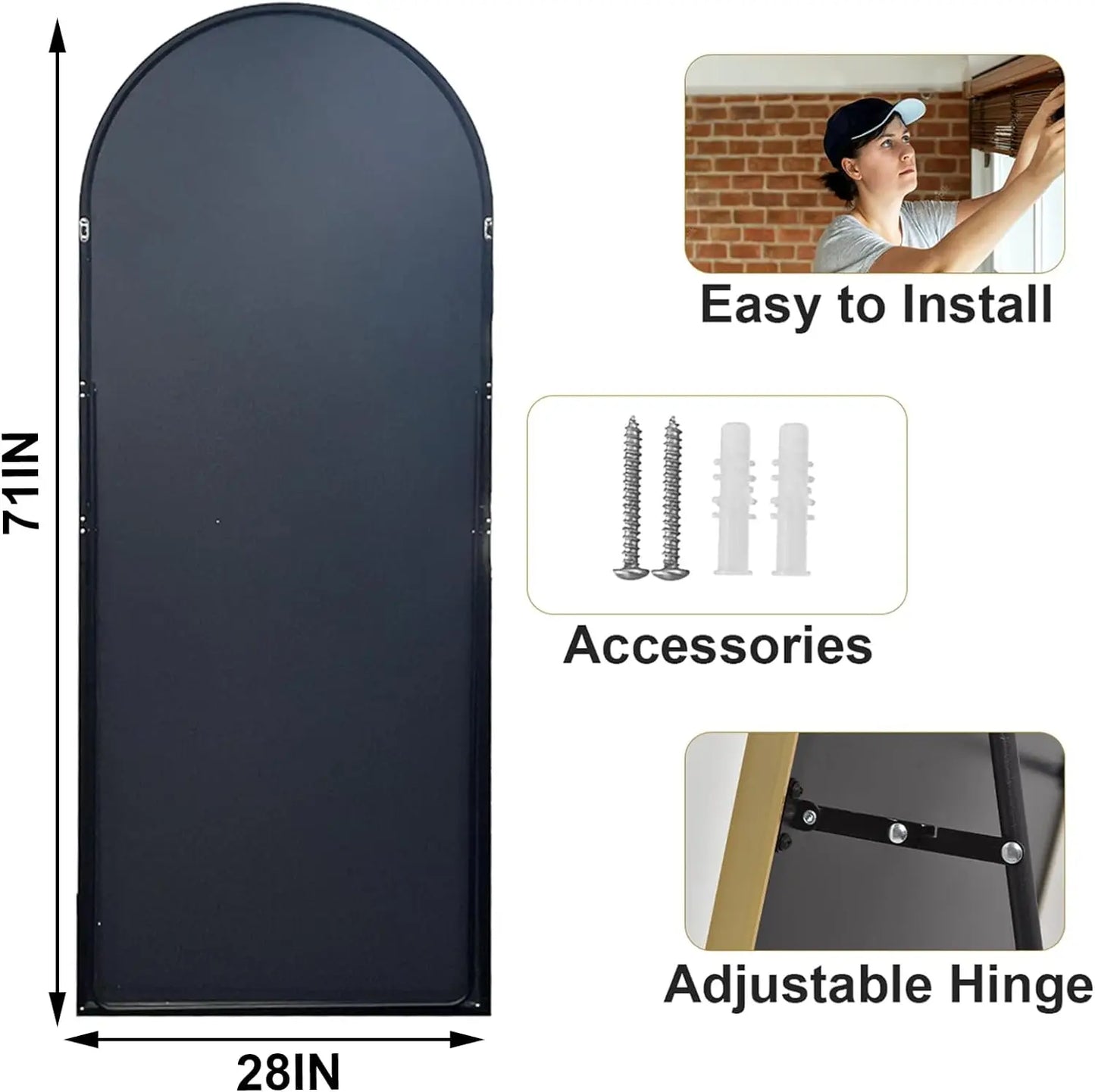 HARRITPURE Full Body Mirror Aluminum Frame Floor Mirror Modern Minimalist